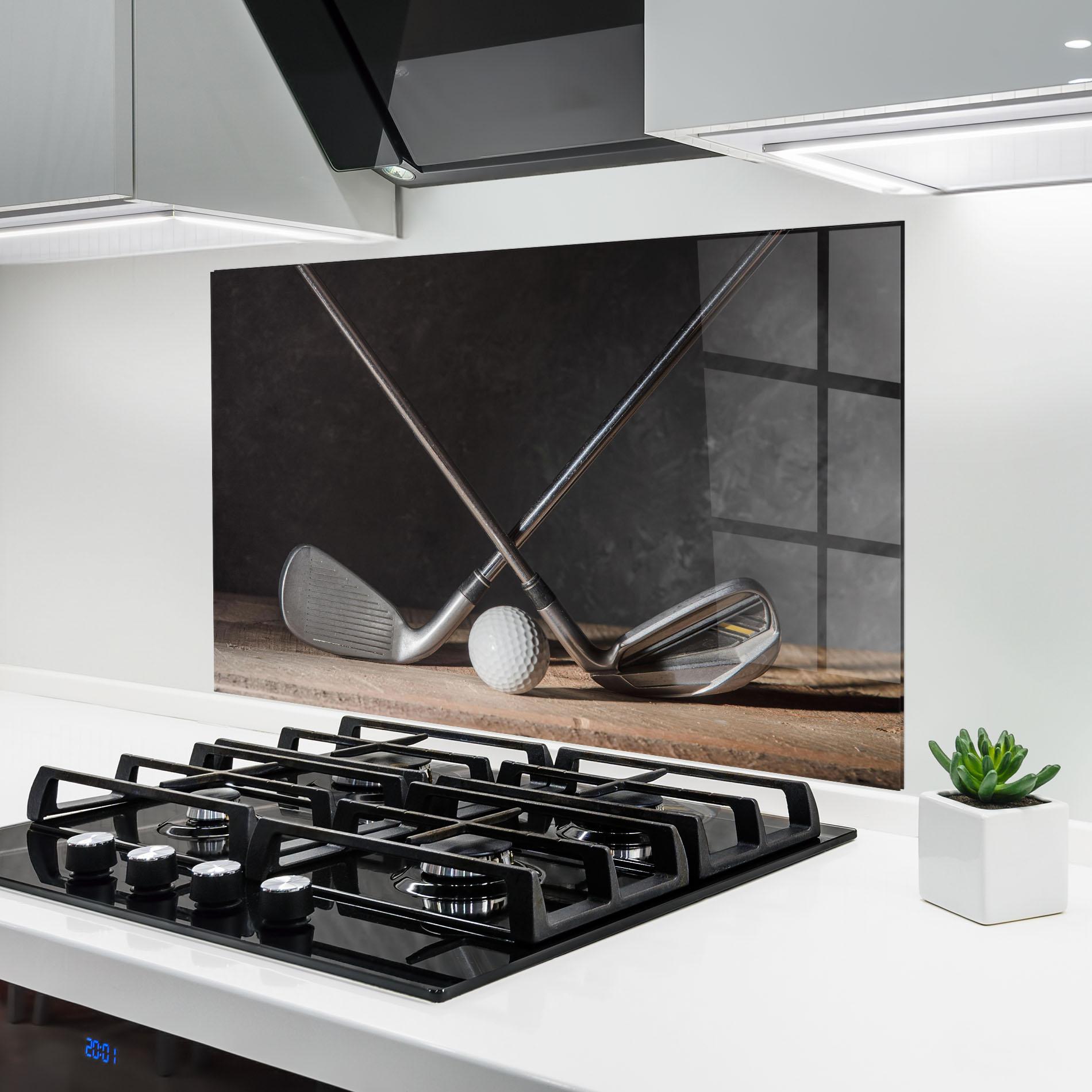 Küchenrückwand Glas Golf Club Ball mockup 6