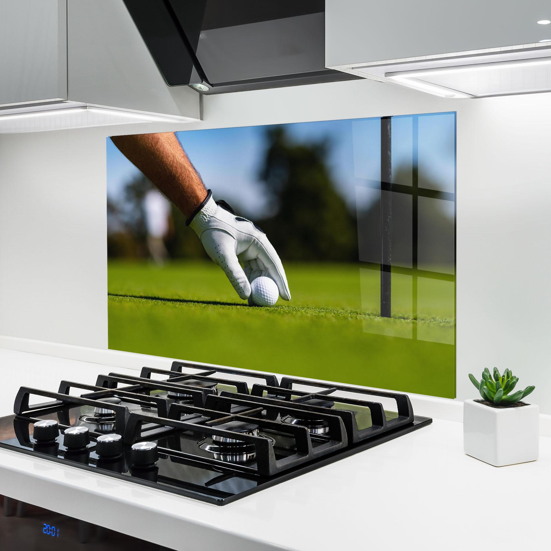 Küchenrückwand Glas Golfer Man mockup 6