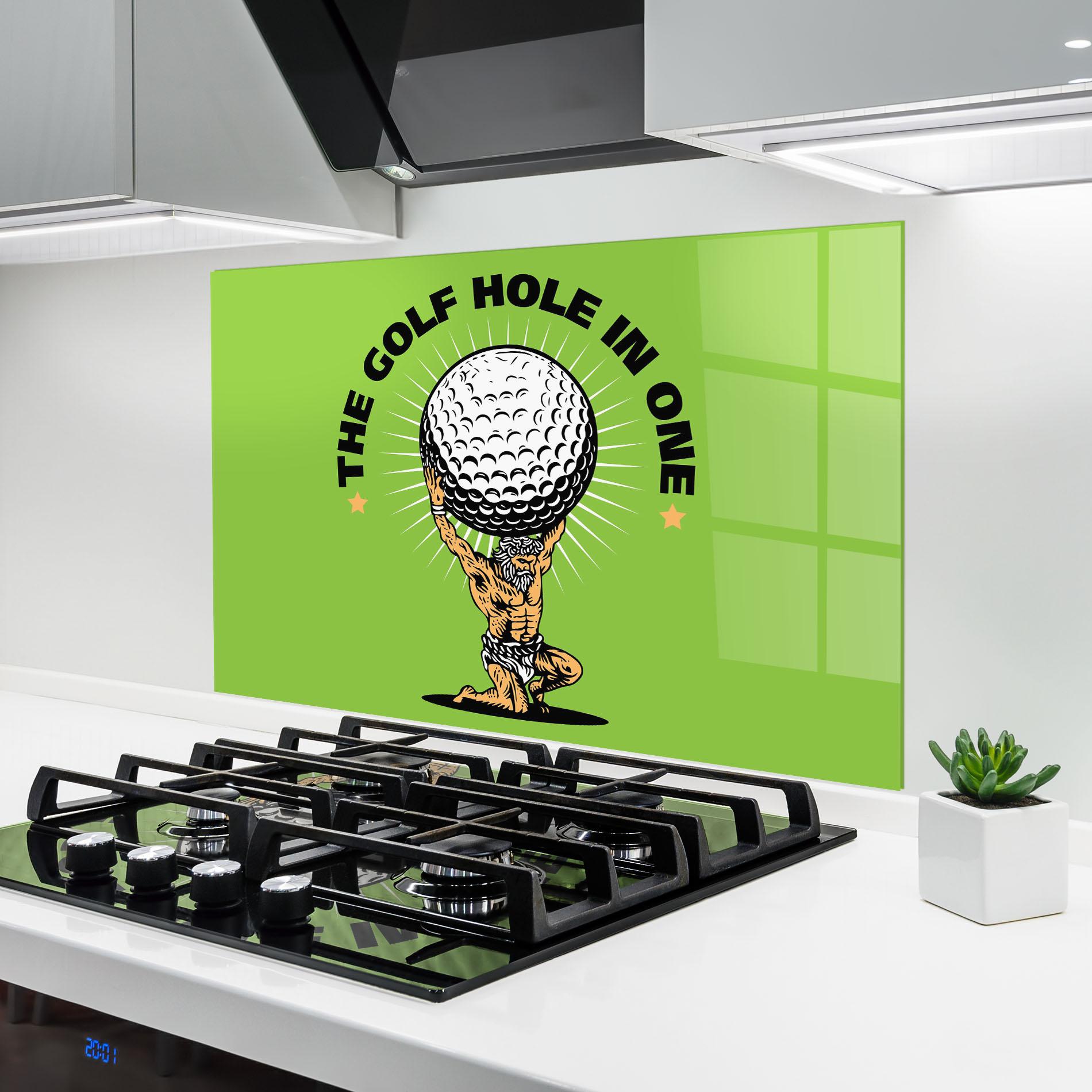 Küchenrückwand Glas Hole In One mockup 6
