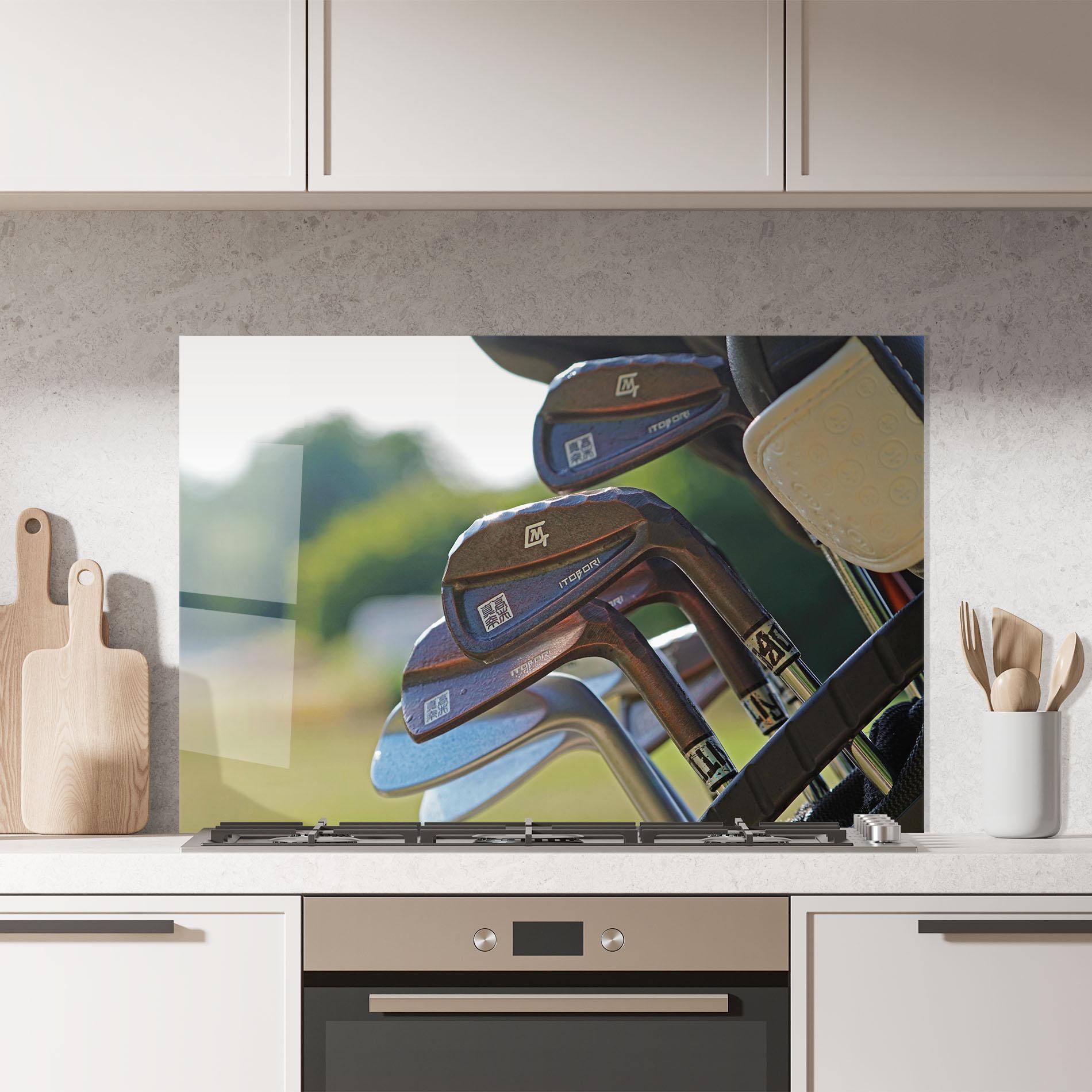 Küchenrückwand Glas Brown Golf Club mockup 7