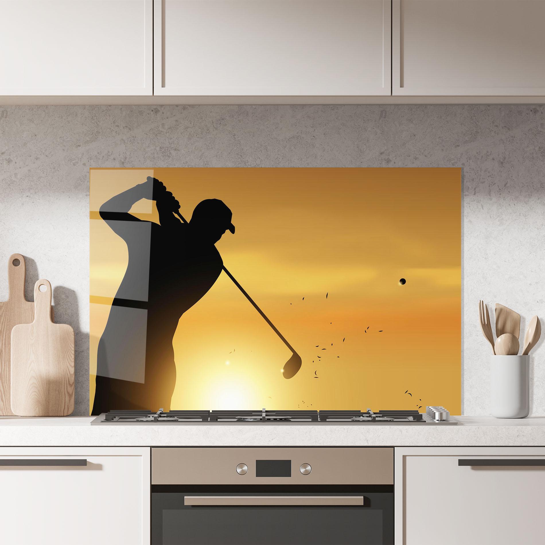 Küchenrückwand Glas Gold Sunrise mockup 7