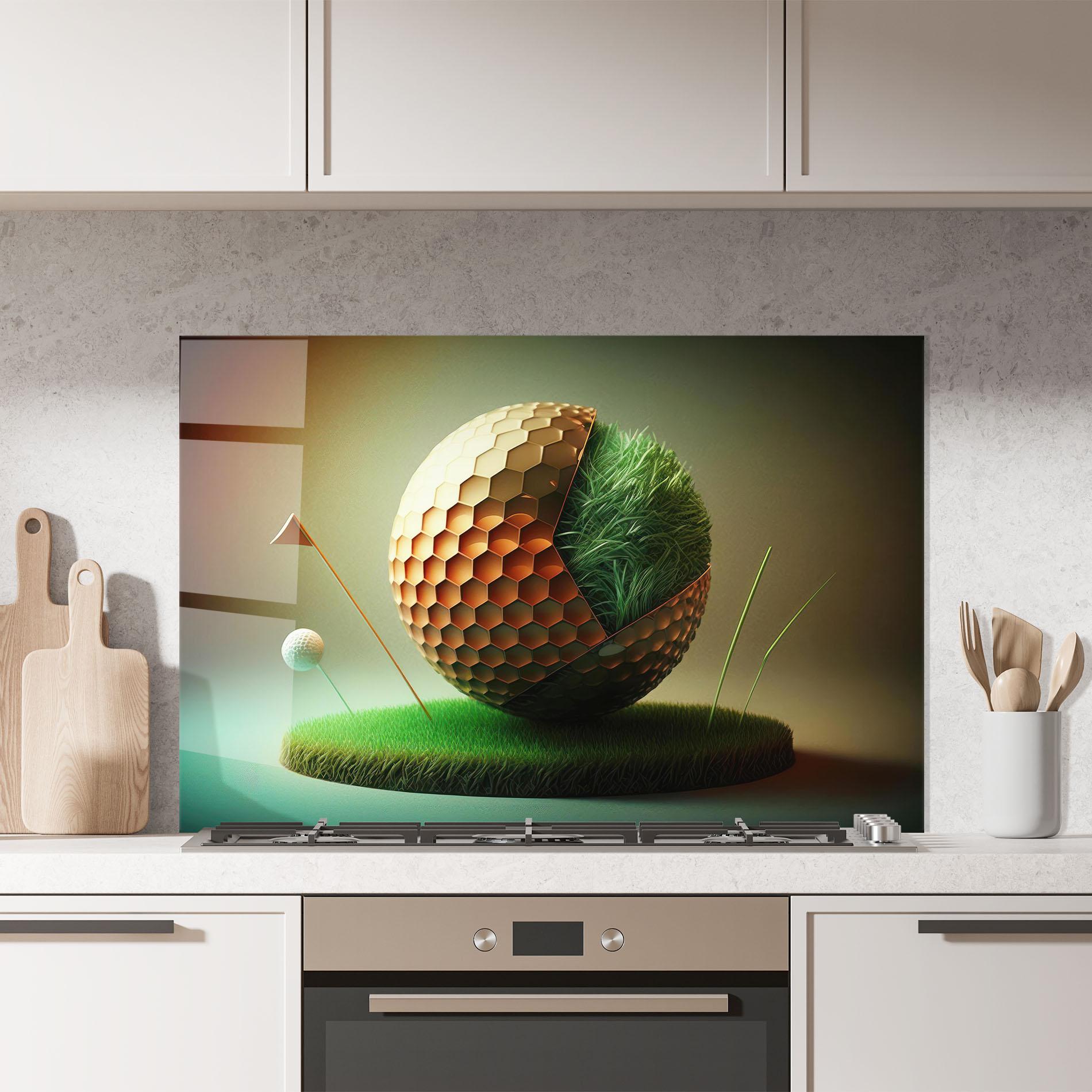 Küchenrückwand Glas Golf Ball 3d Style mockup 7