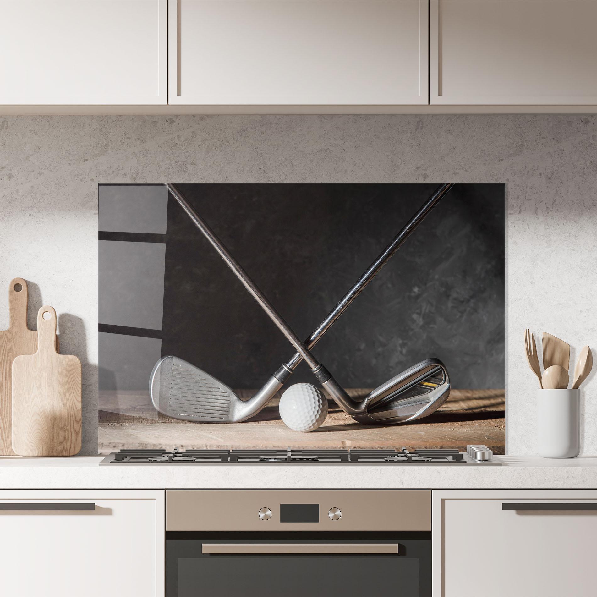 Küchenrückwand Glas Golf Club Ball mockup 7