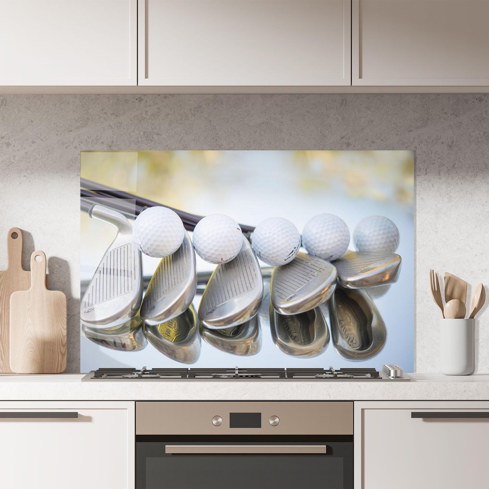 Küchenrückwand Glas Golf Set mockup 7