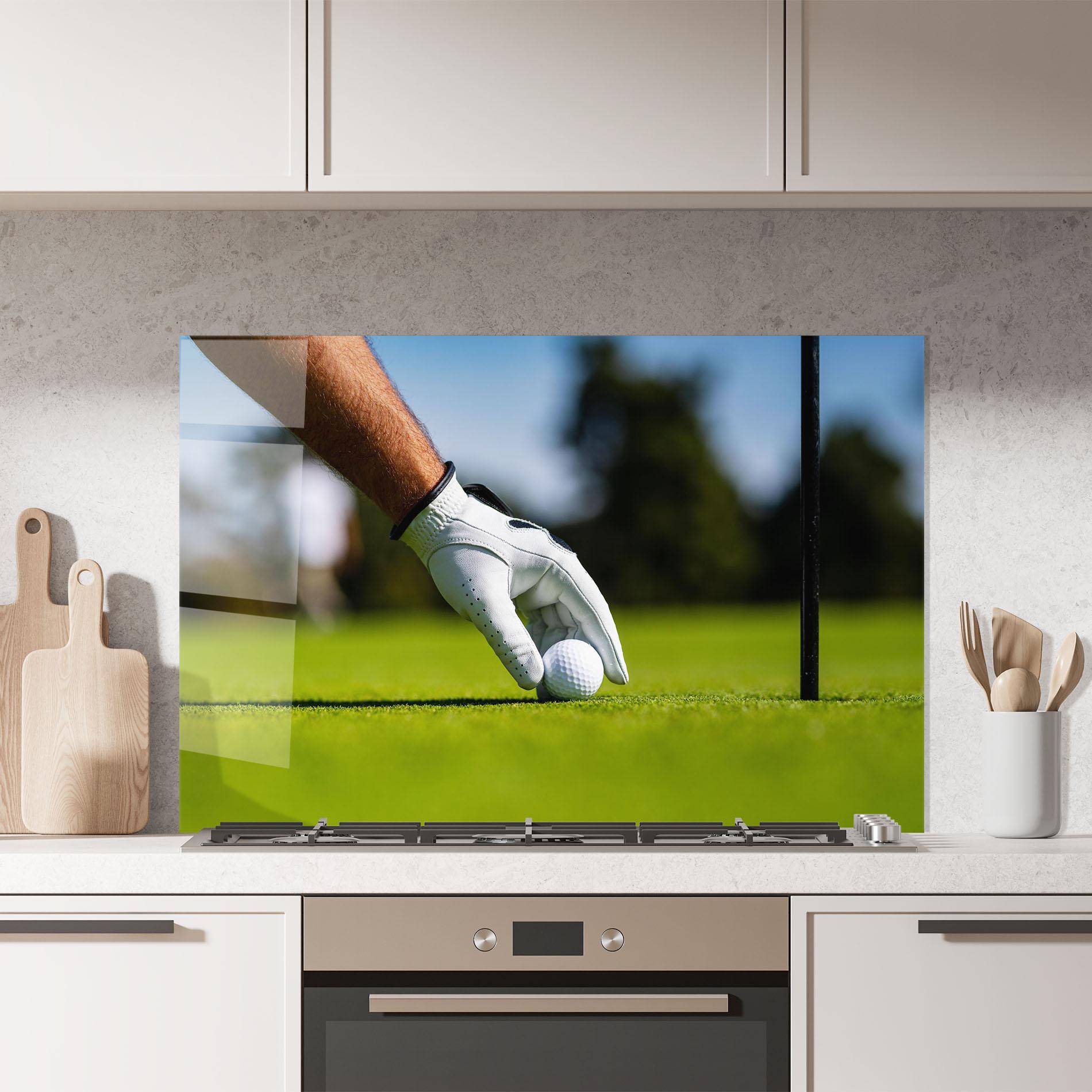 Küchenrückwand Glas Golfer Man mockup 7