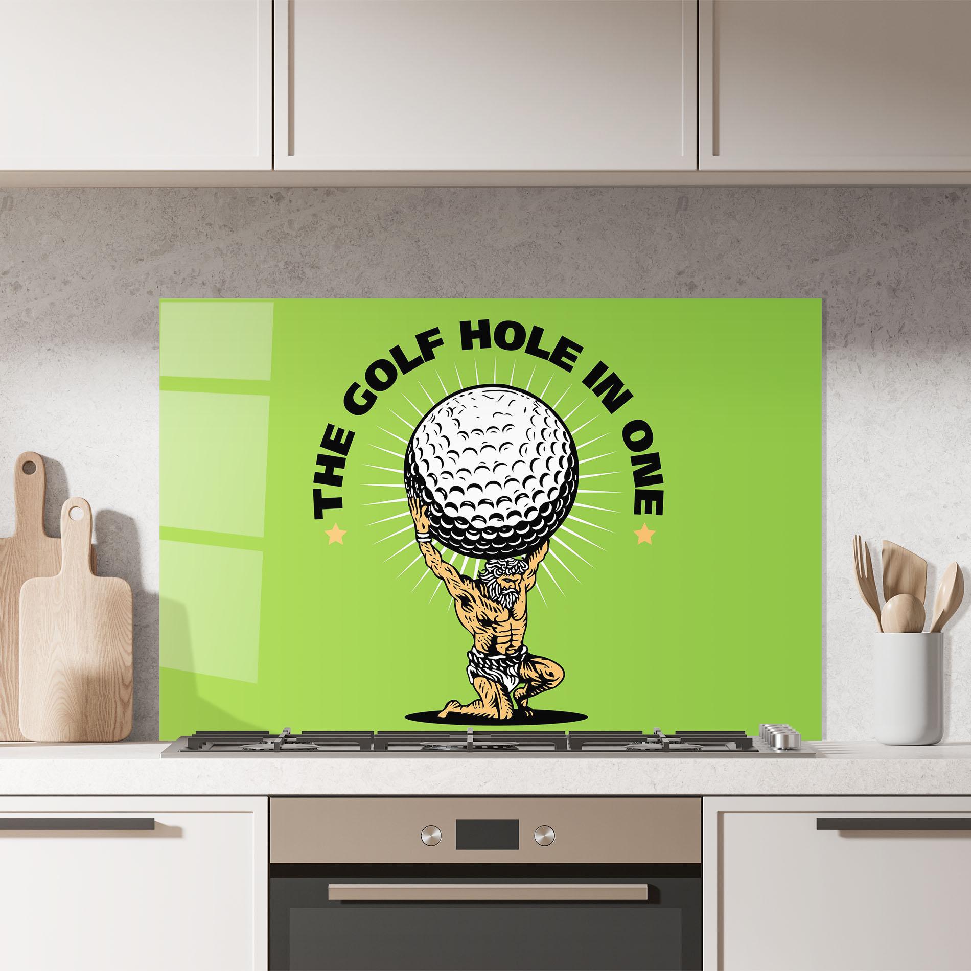 Küchenrückwand Glas Hole In One mockup 7