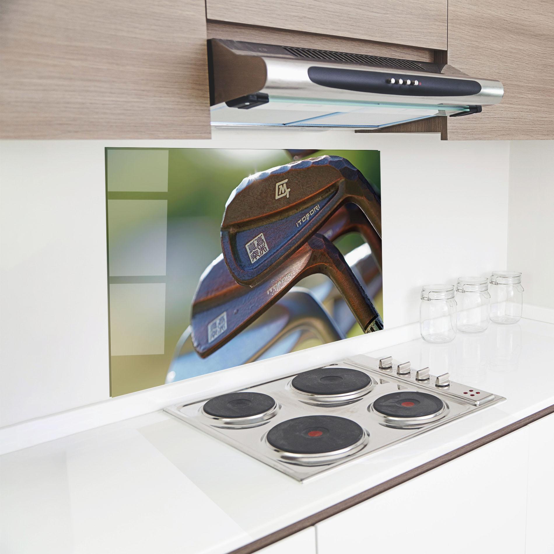 Küchenrückwand Glas Golf Club Close Up mockup 8