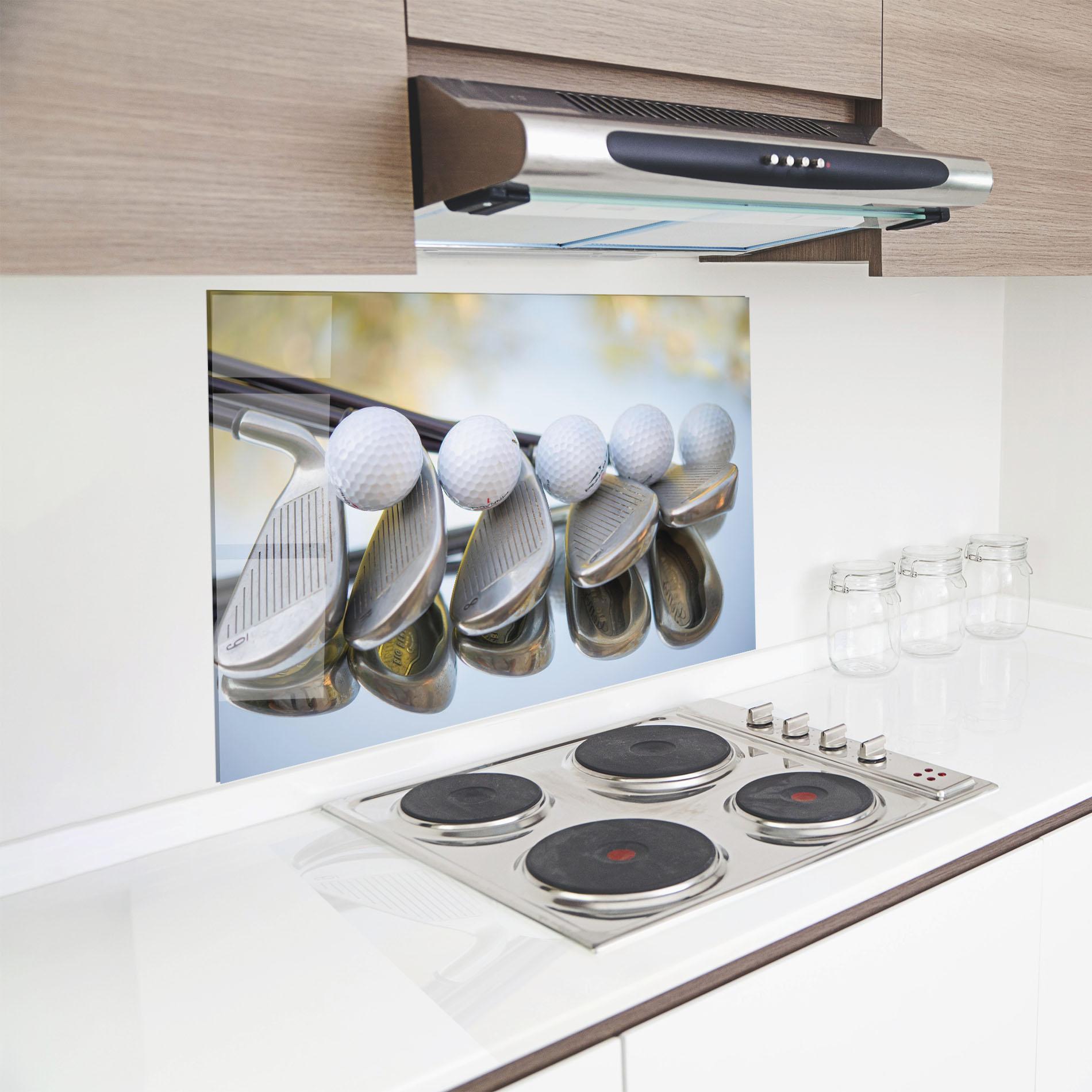Küchenrückwand Glas Golf Set mockup 8
