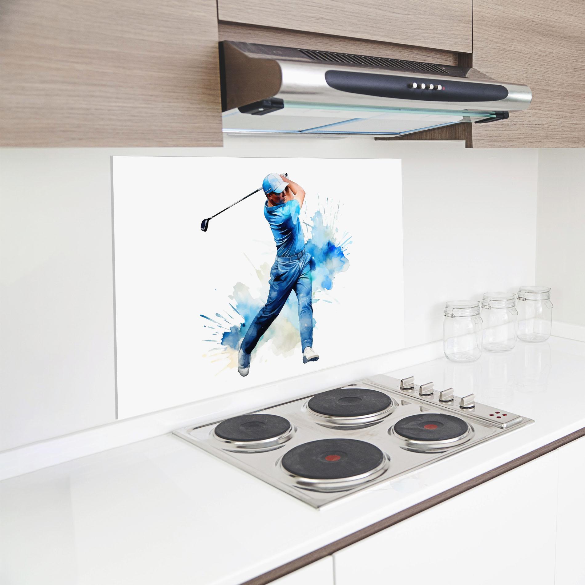 Küchenrückwand Glas Golf Watercolor mockup 8