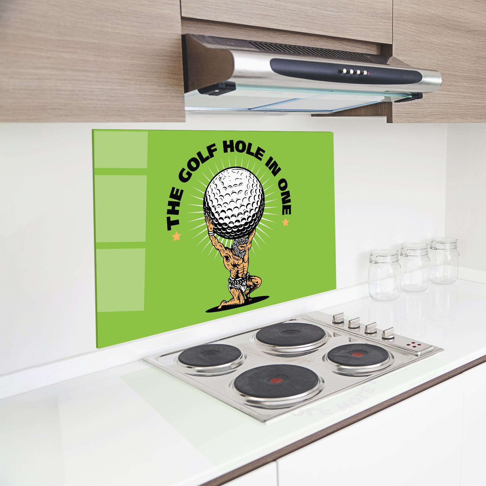 Küchenrückwand Glas Hole In One mockup 8