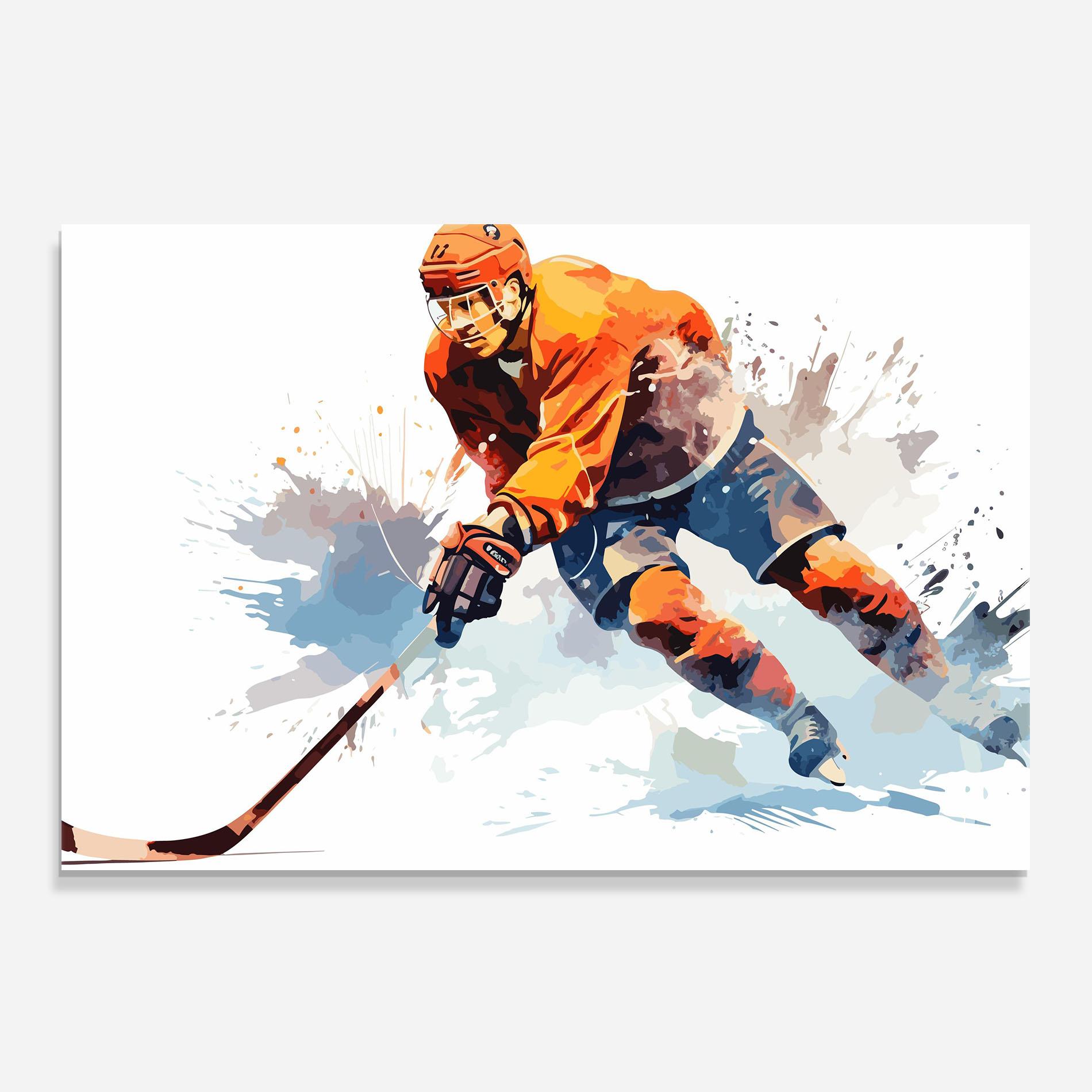 Küchenrückwand Glas Orange Hockey mockup 0