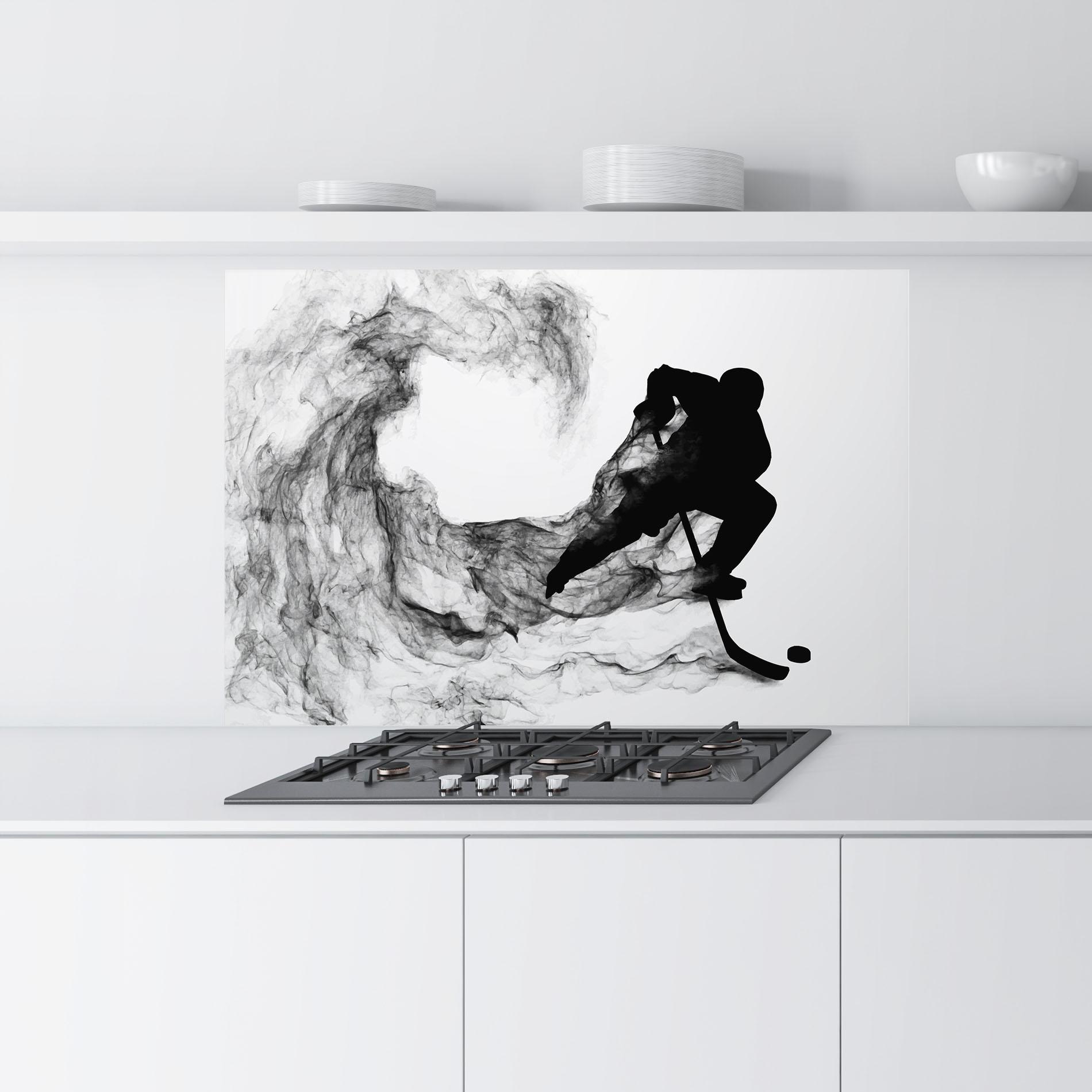 Küchenrückwand Glas Black Smoke Hockey mockup 9