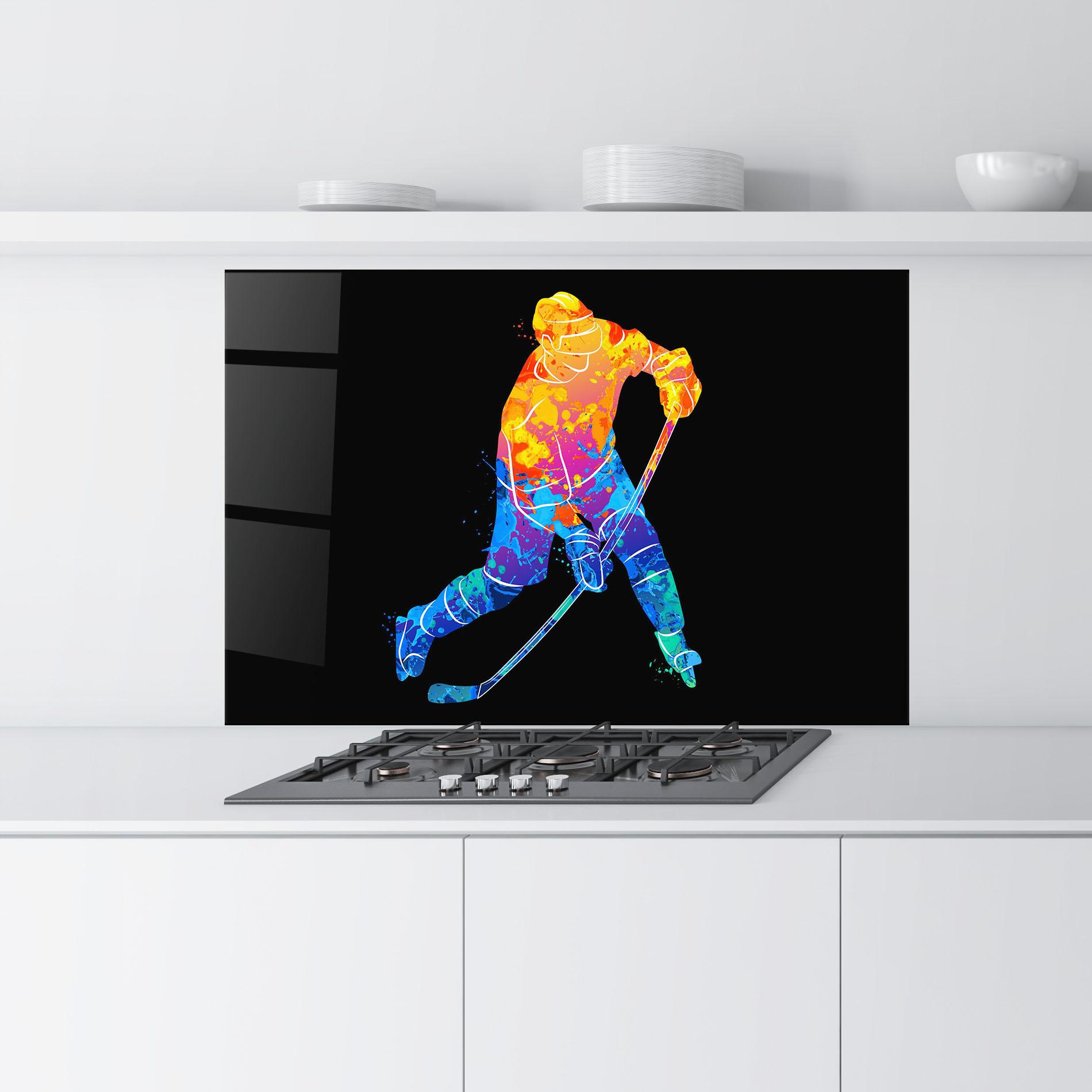 Küchenrückwand Glas Color Mix Hockey mockup 9