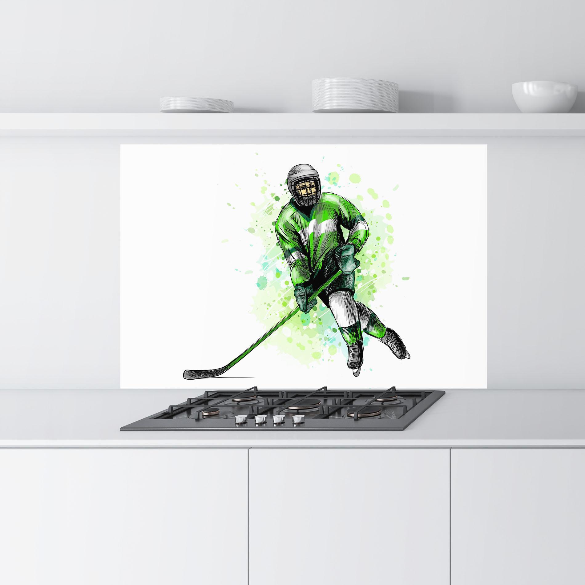 Küchenrückwand Glas Green Hockey mockup 9