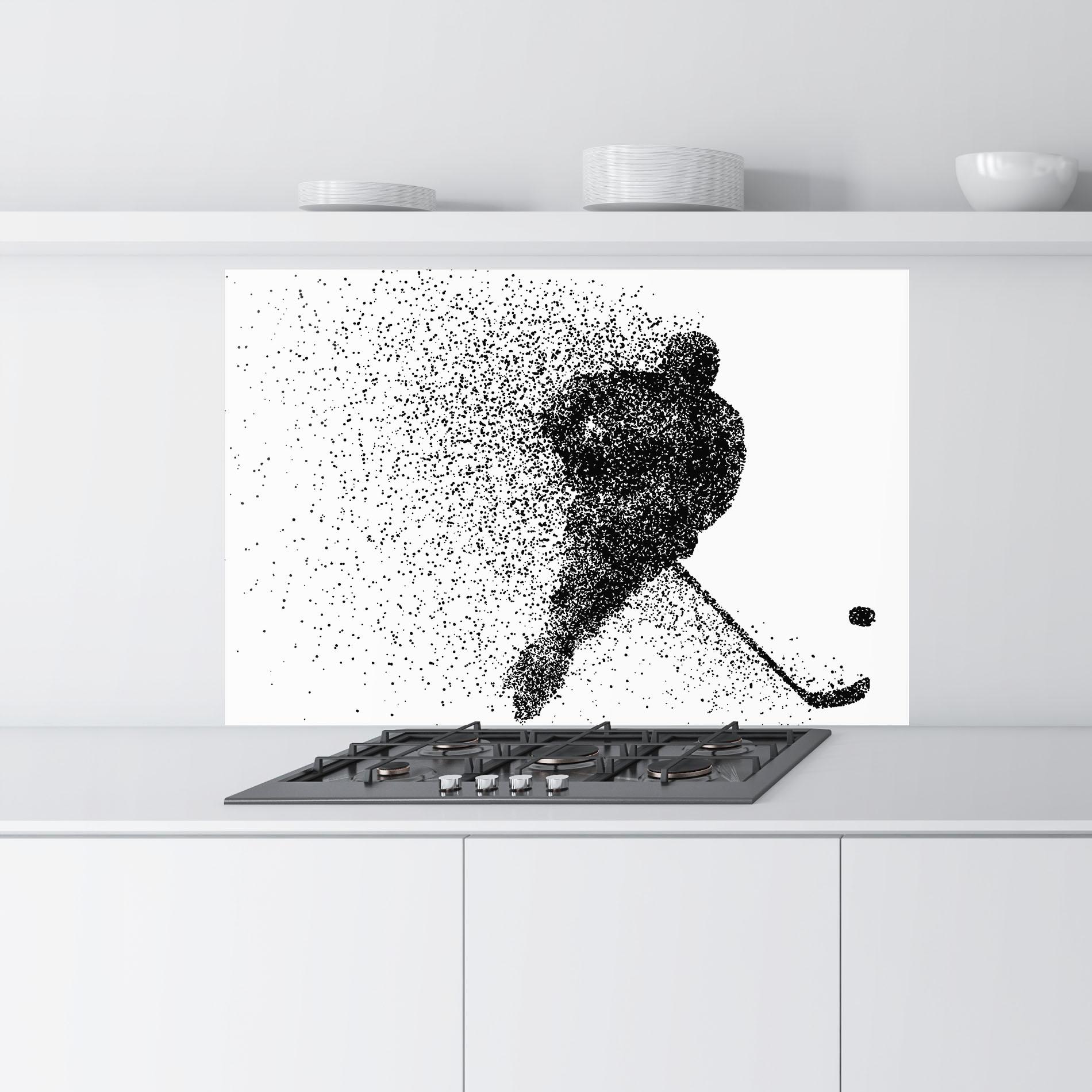 Küchenrückwand Glas Hockey Art mockup 9