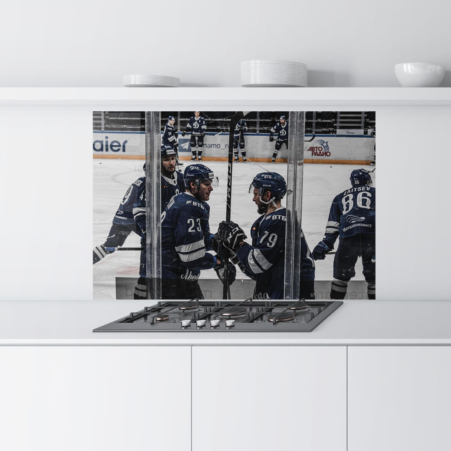 Küchenrückwand Glas Hockey Players mockup 9