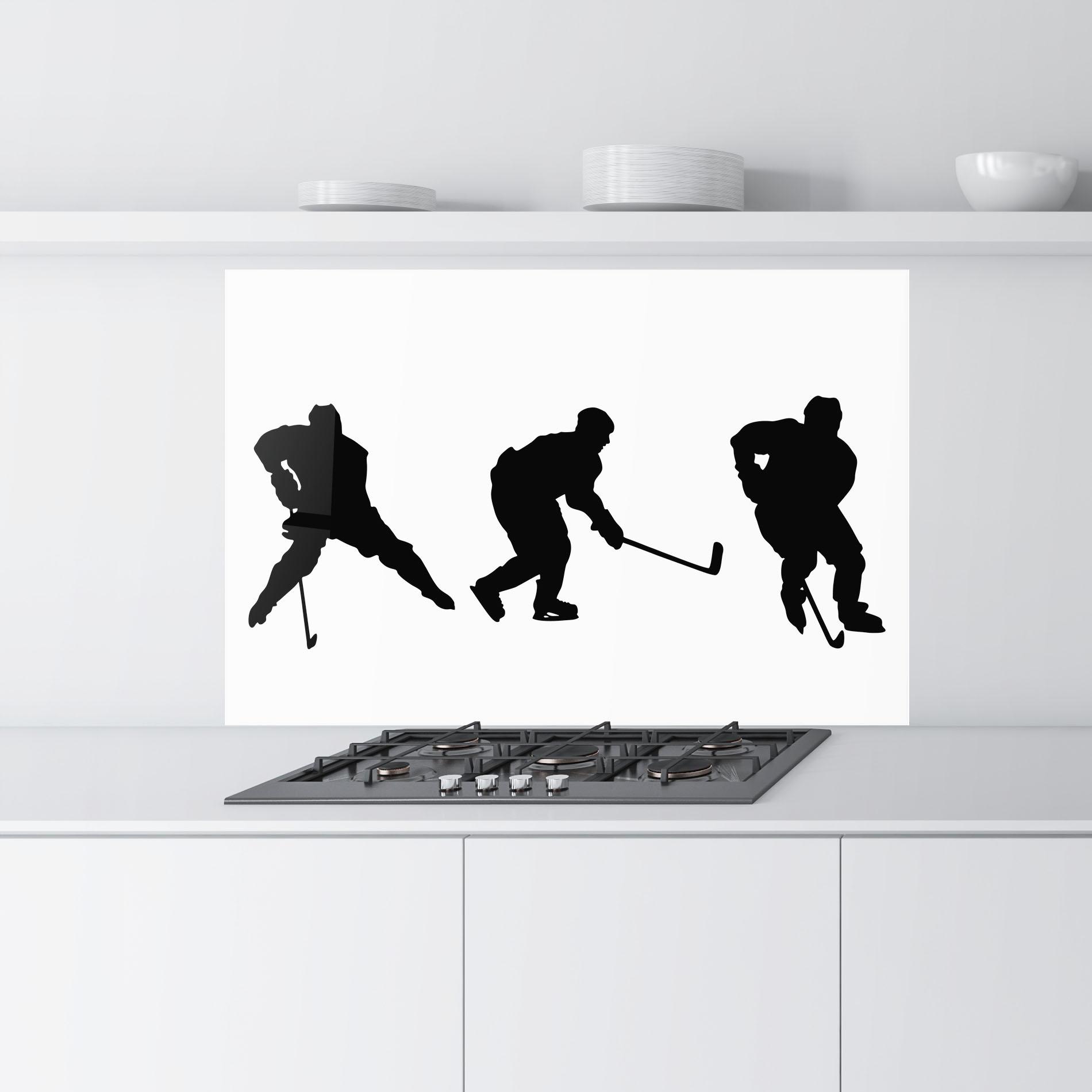 Küchenrückwand Glas Hockey Pose mockup 9