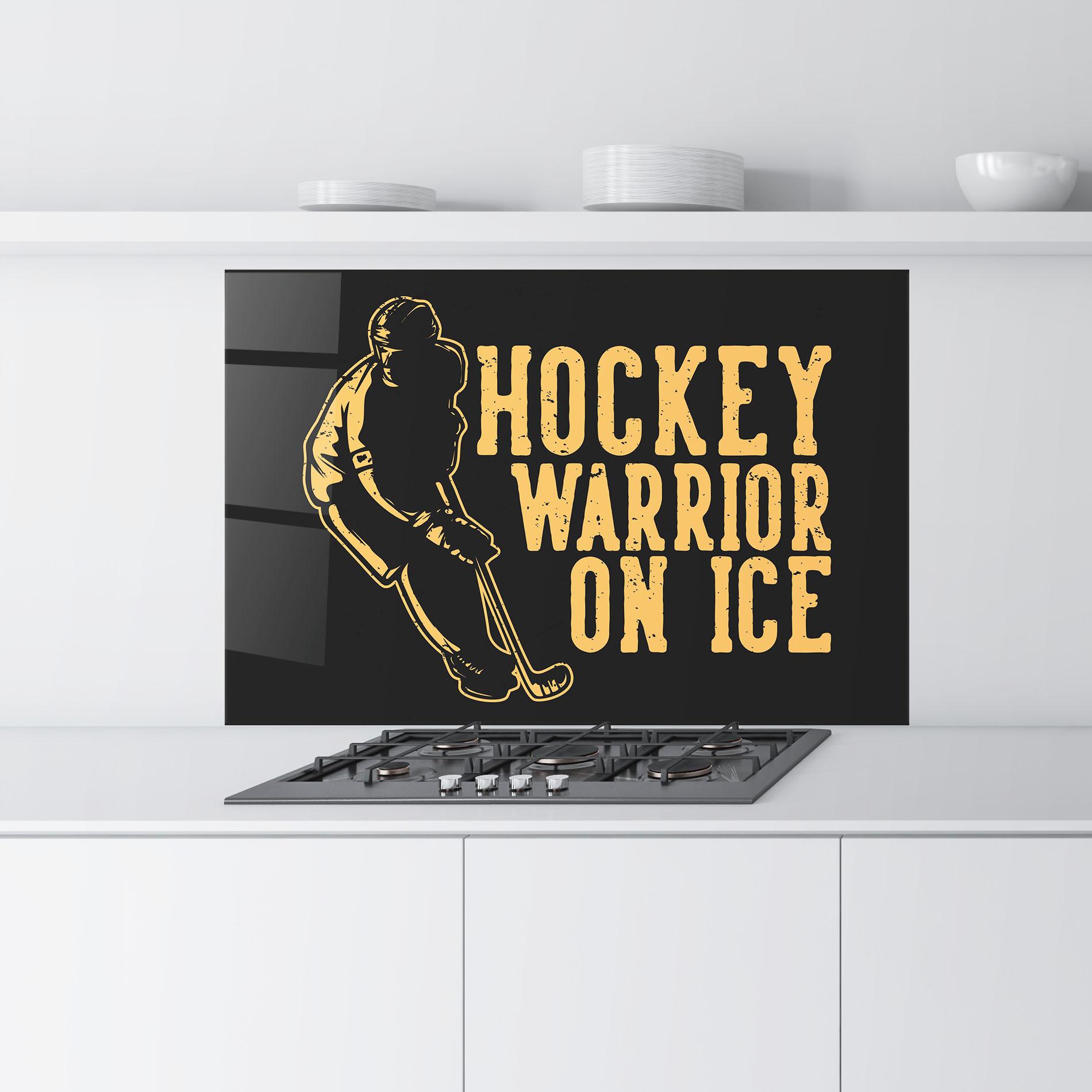 Küchenrückwand Glas Hockey Worrior mockup 9