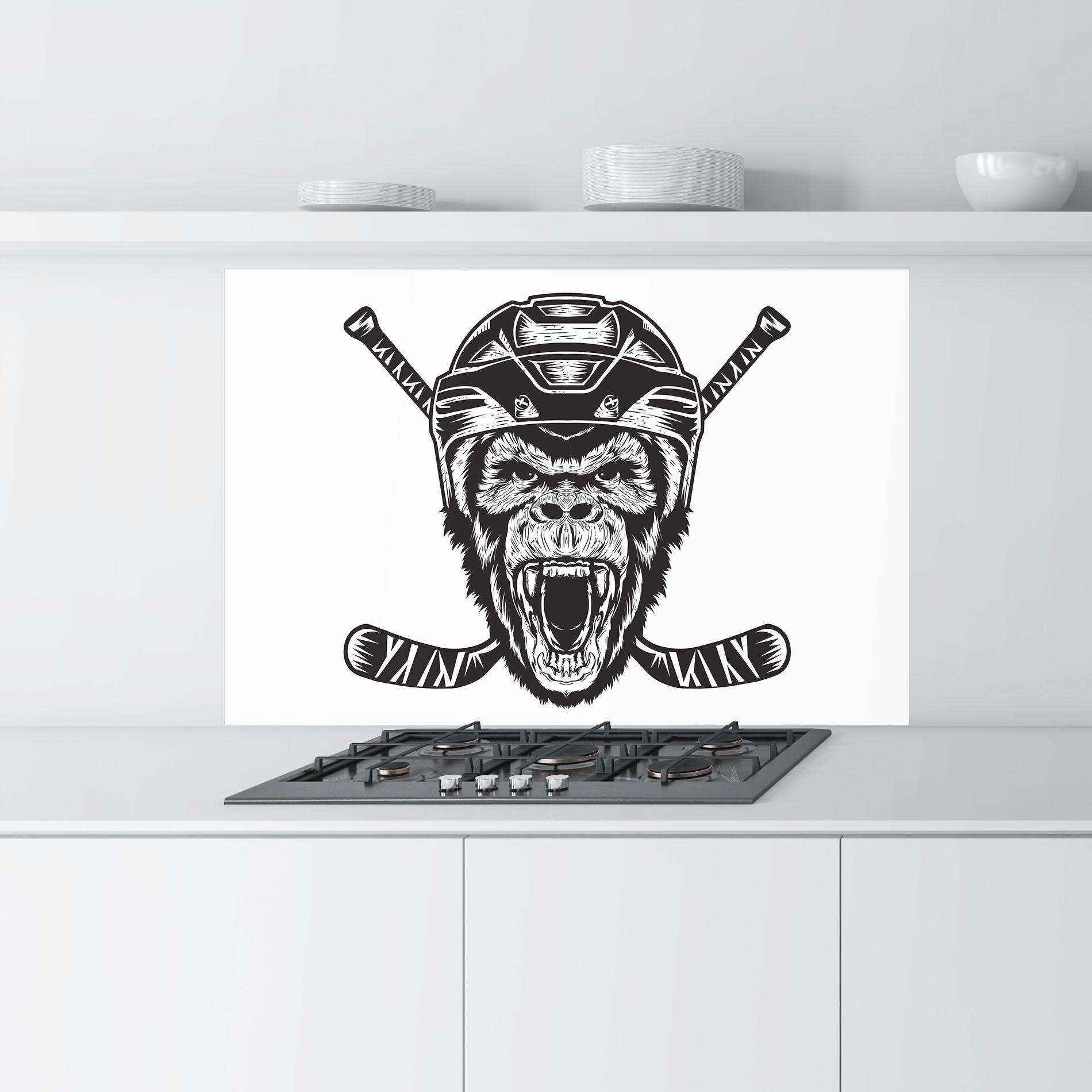 Küchenrückwand Glas Monkey Hockey mockup 9