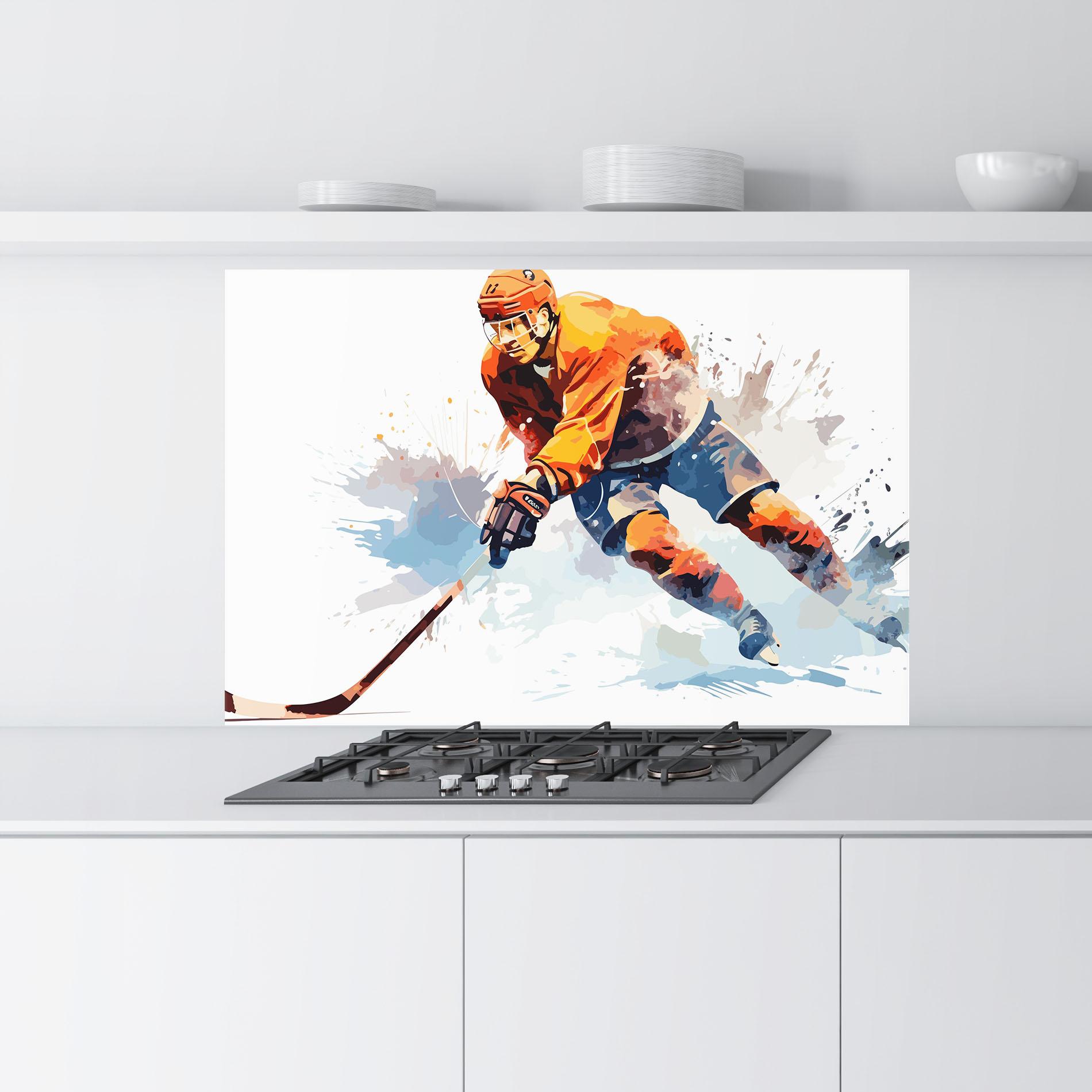 Küchenrückwand Glas Orange Hockey mockup 9