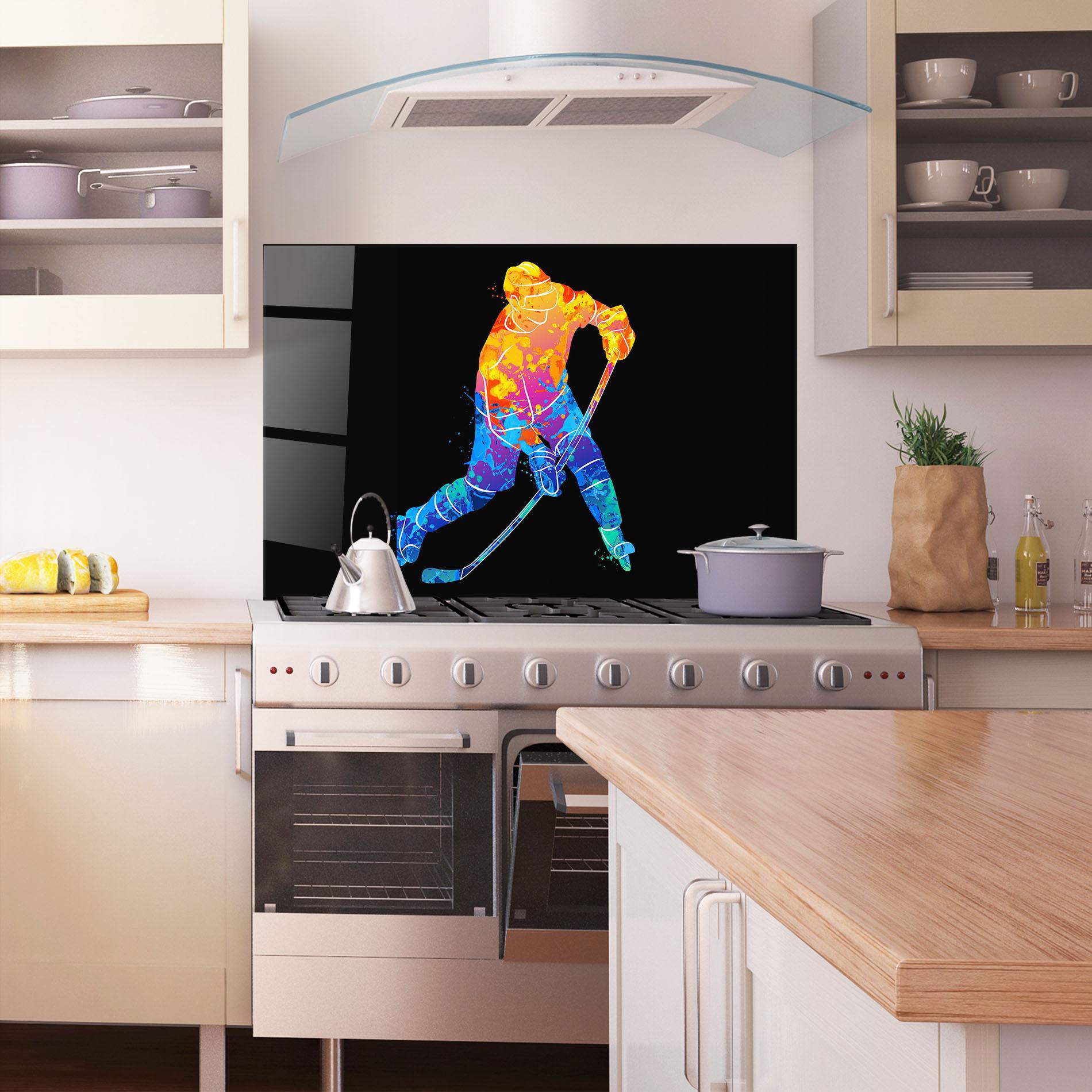 Küchenrückwand Glas Color Mix Hockey mockup 1
