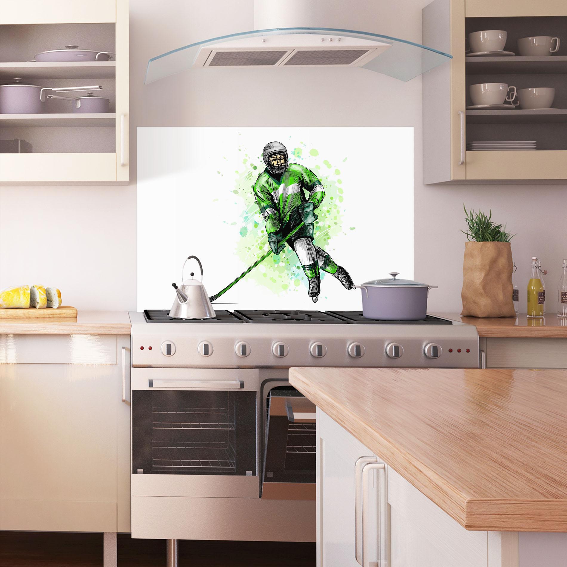 Küchenrückwand Glas Green Hockey mockup 1