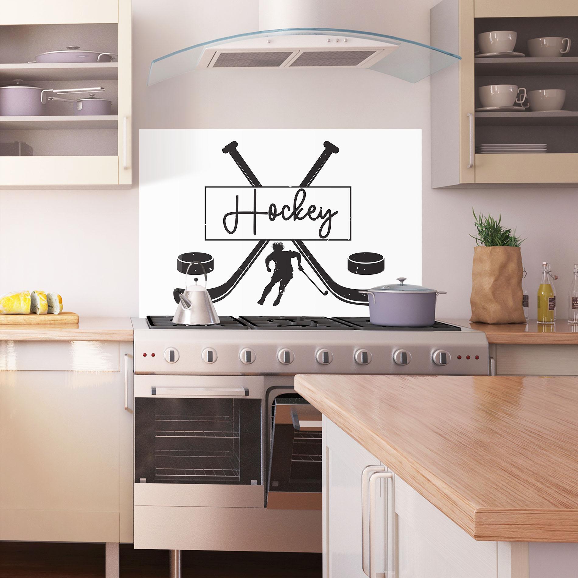 Küchenrückwand Glas Hockey Stick mockup 1