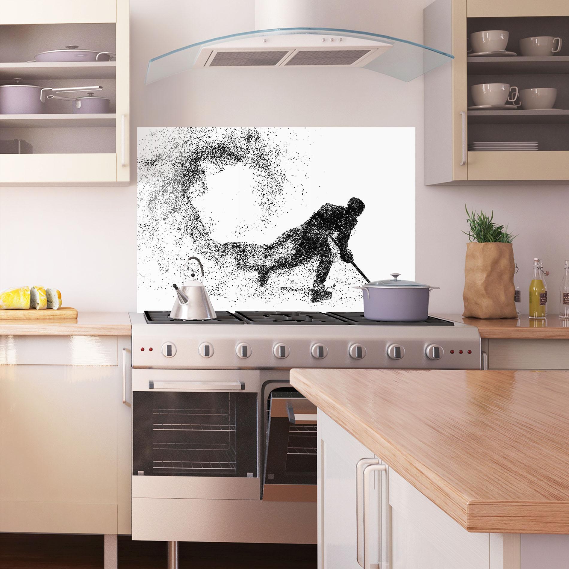 Küchenrückwand Glas Playing Hockey mockup 1