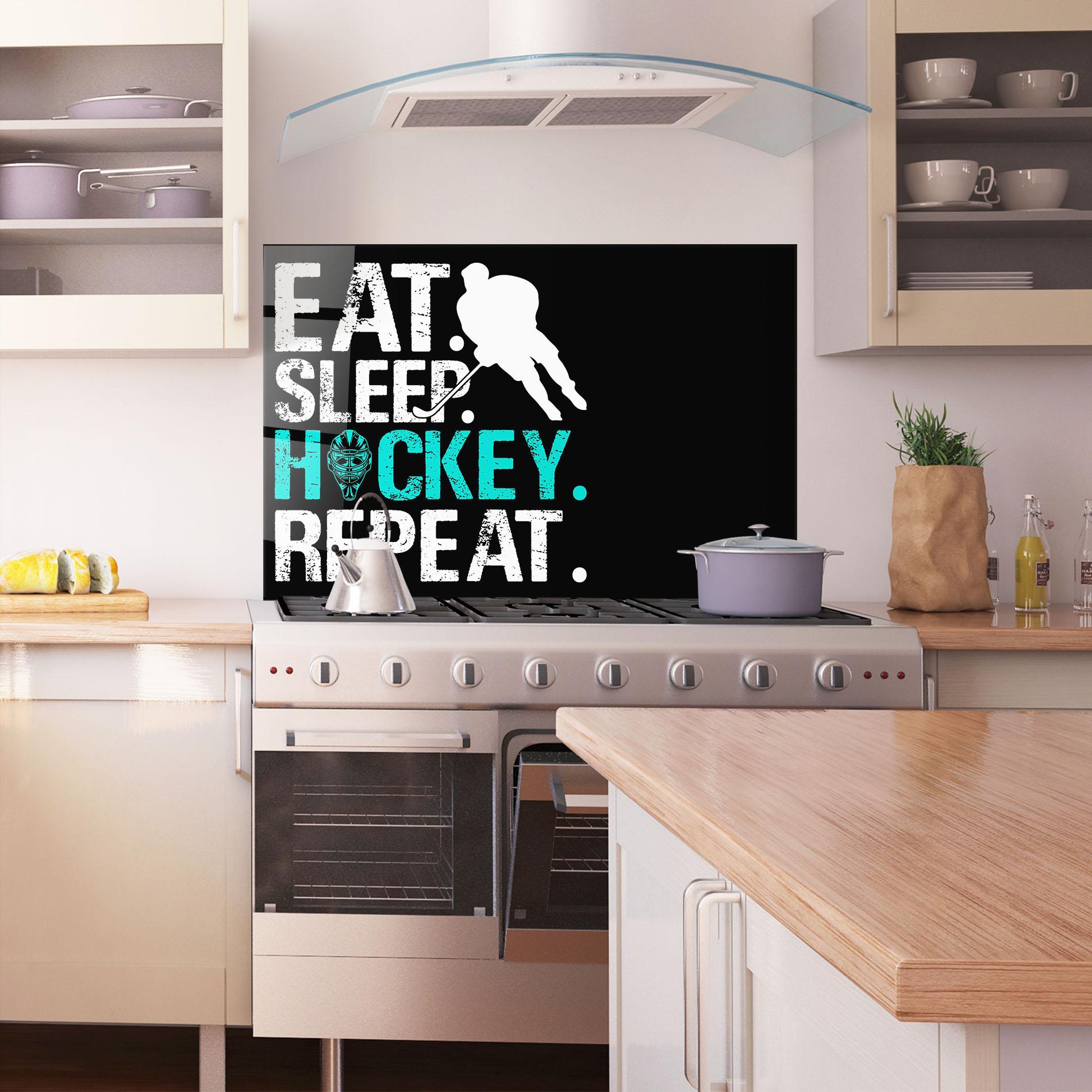 Küchenrückwand Glas Sleep Hockey mockup 1