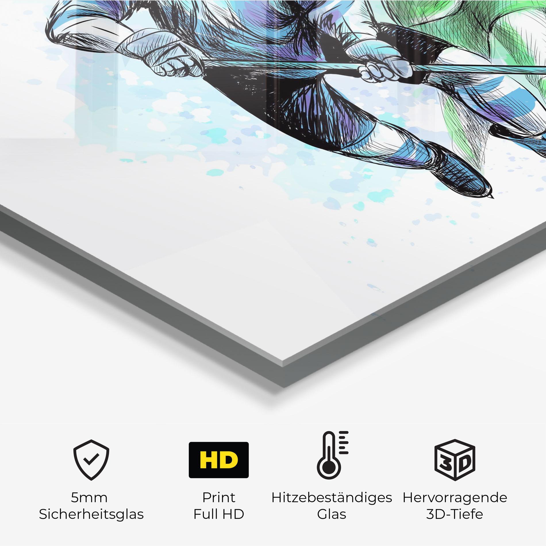 Küchenrückwand Glas Green Blue Hockey mockup 2