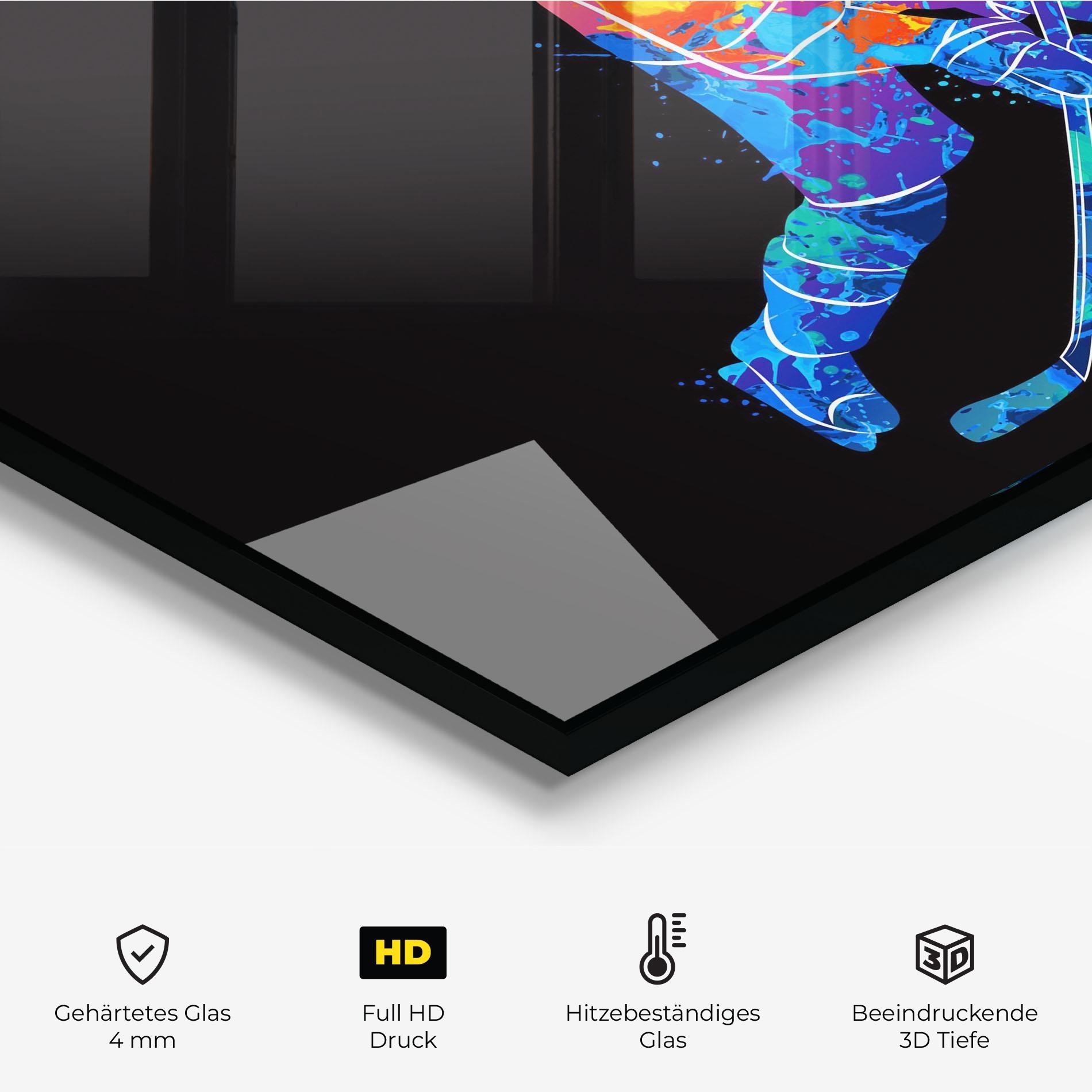 Küchenrückwand Glas Color Mix Hockey mockup 2