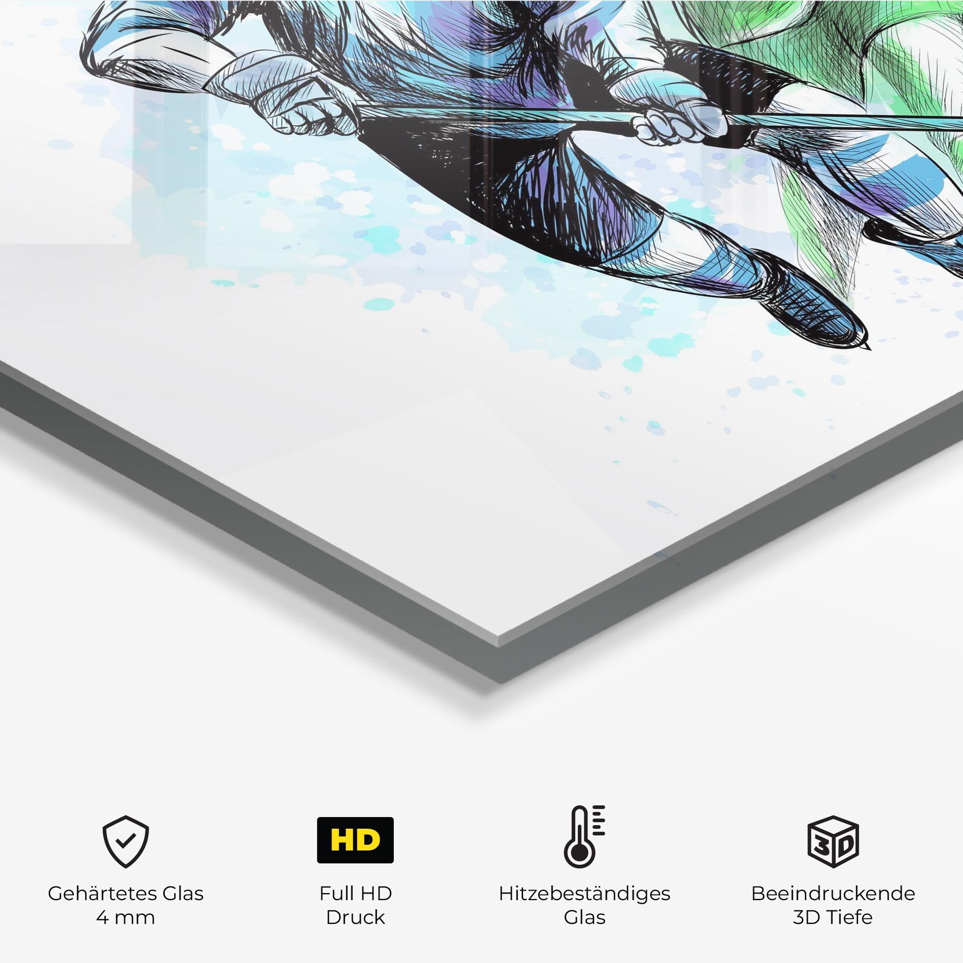 Küchenrückwand Glas Green Blue Hockey mockup 2