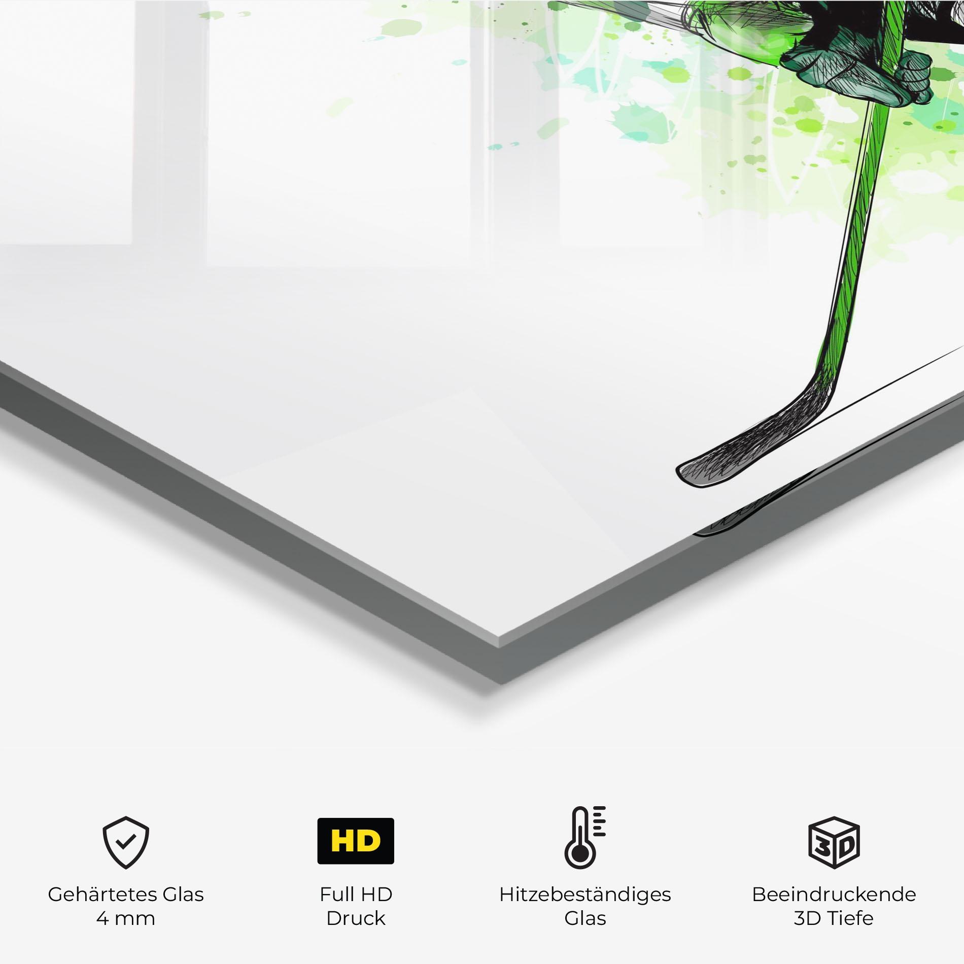 Küchenrückwand Glas Green Hockey mockup 2