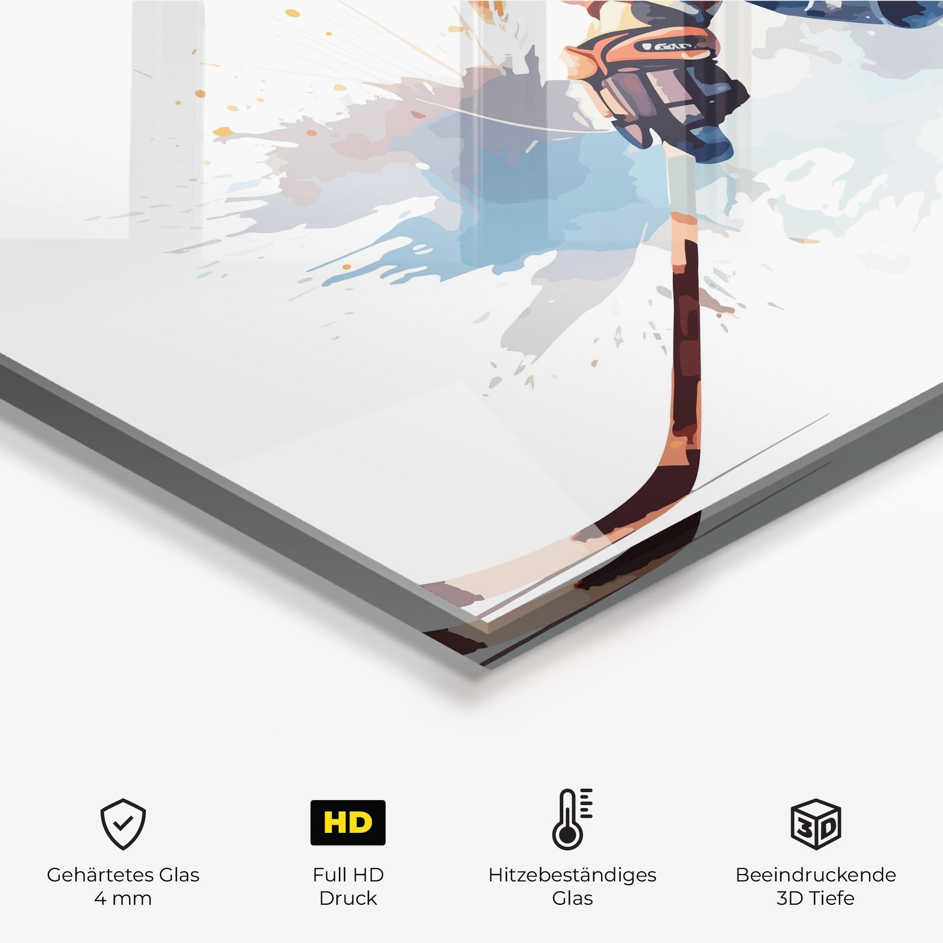 Küchenrückwand Glas Orange Hockey mockup 2