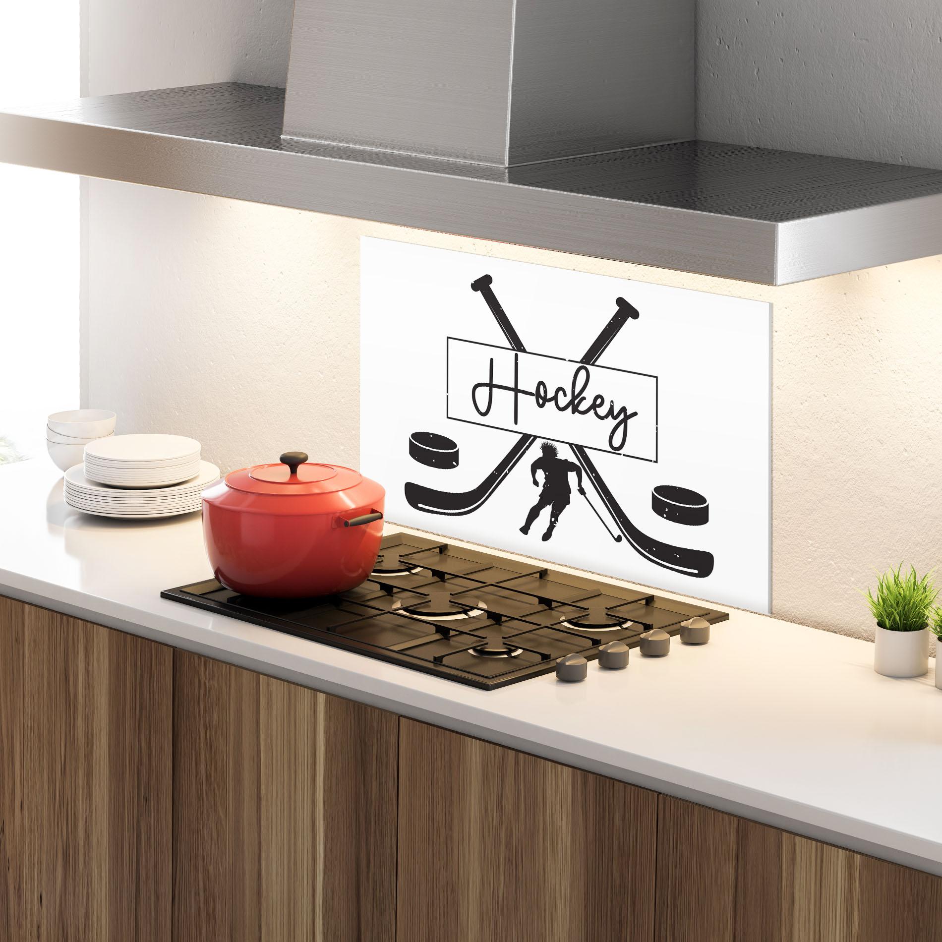 Küchenrückwand Glas Hockey Stick mockup 4