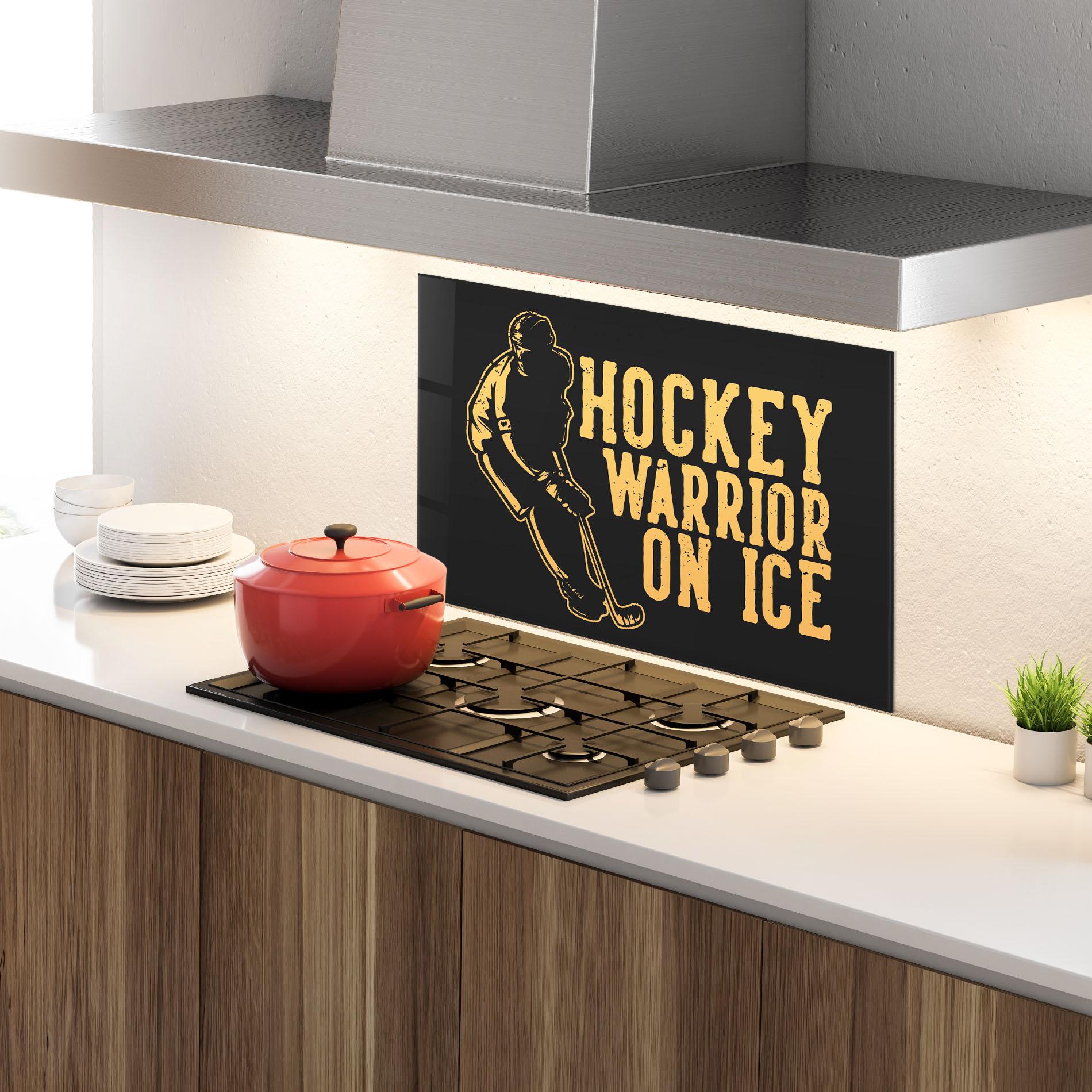 Küchenrückwand Glas Hockey Worrior mockup 4