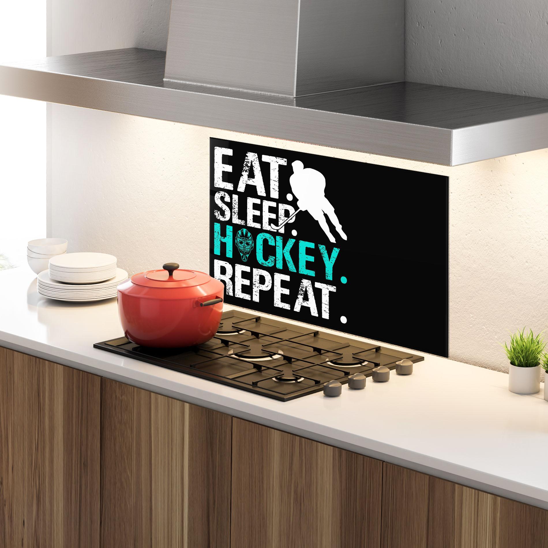 Küchenrückwand Glas Sleep Hockey mockup 4