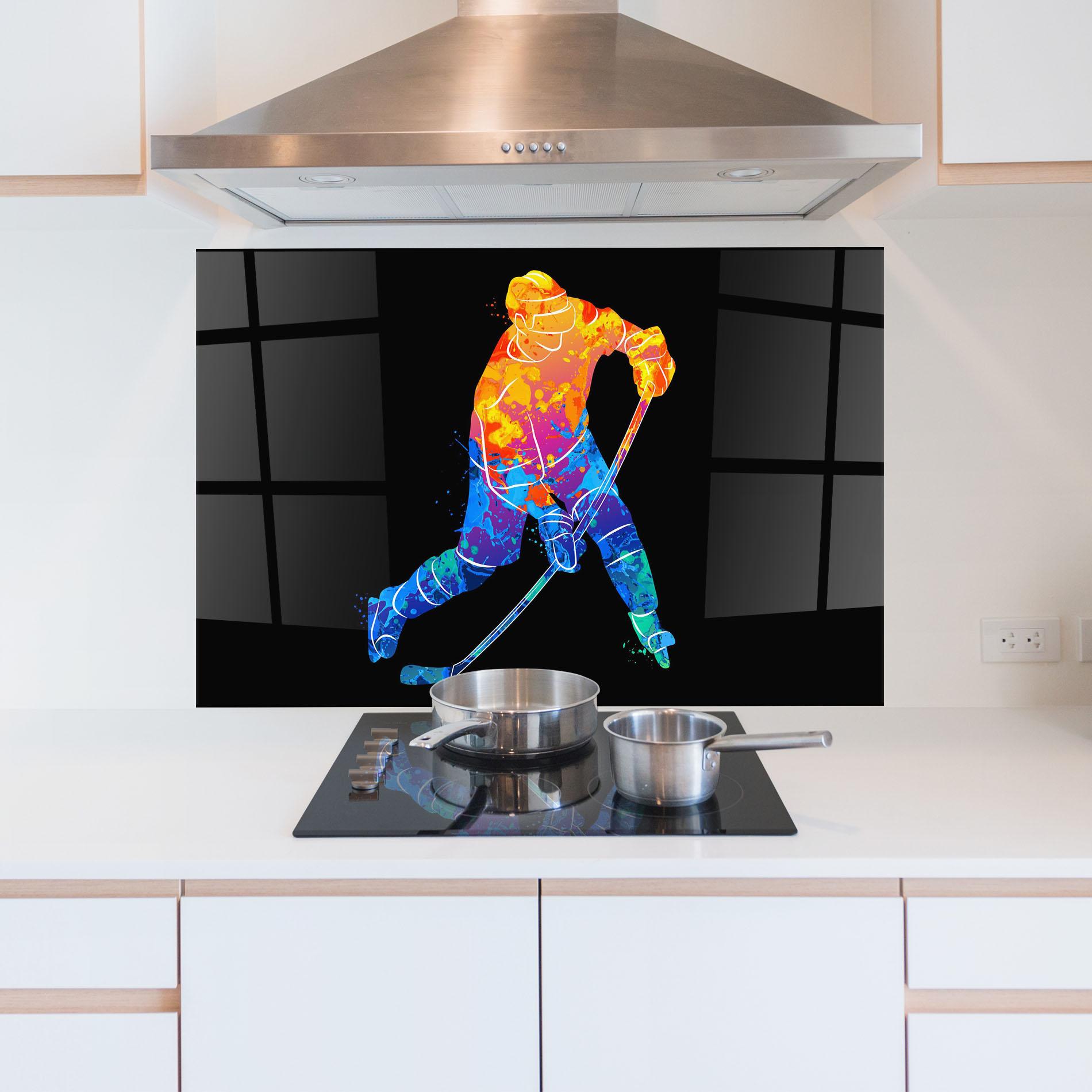 Küchenrückwand Glas Color Mix Hockey mockup 5