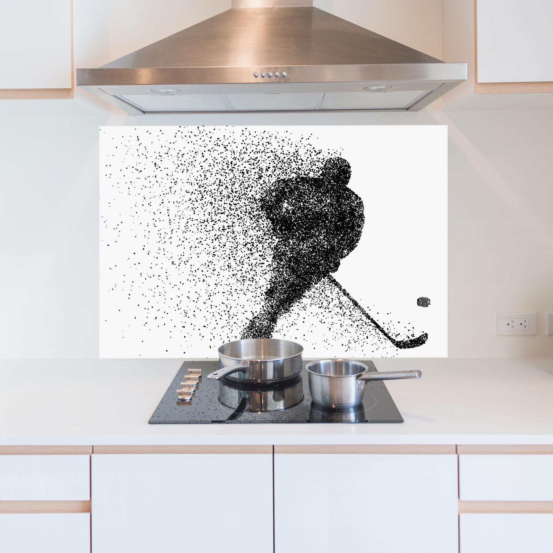 Küchenrückwand Glas Hockey Art mockup 5