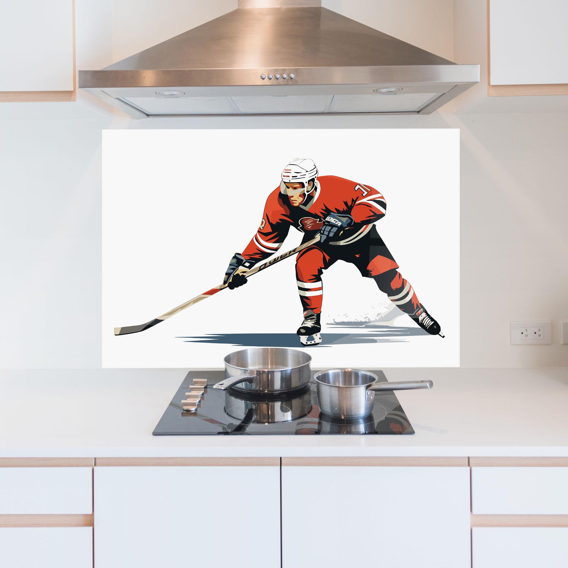Küchenrückwand Glas Hockey Orange Player mockup 5
