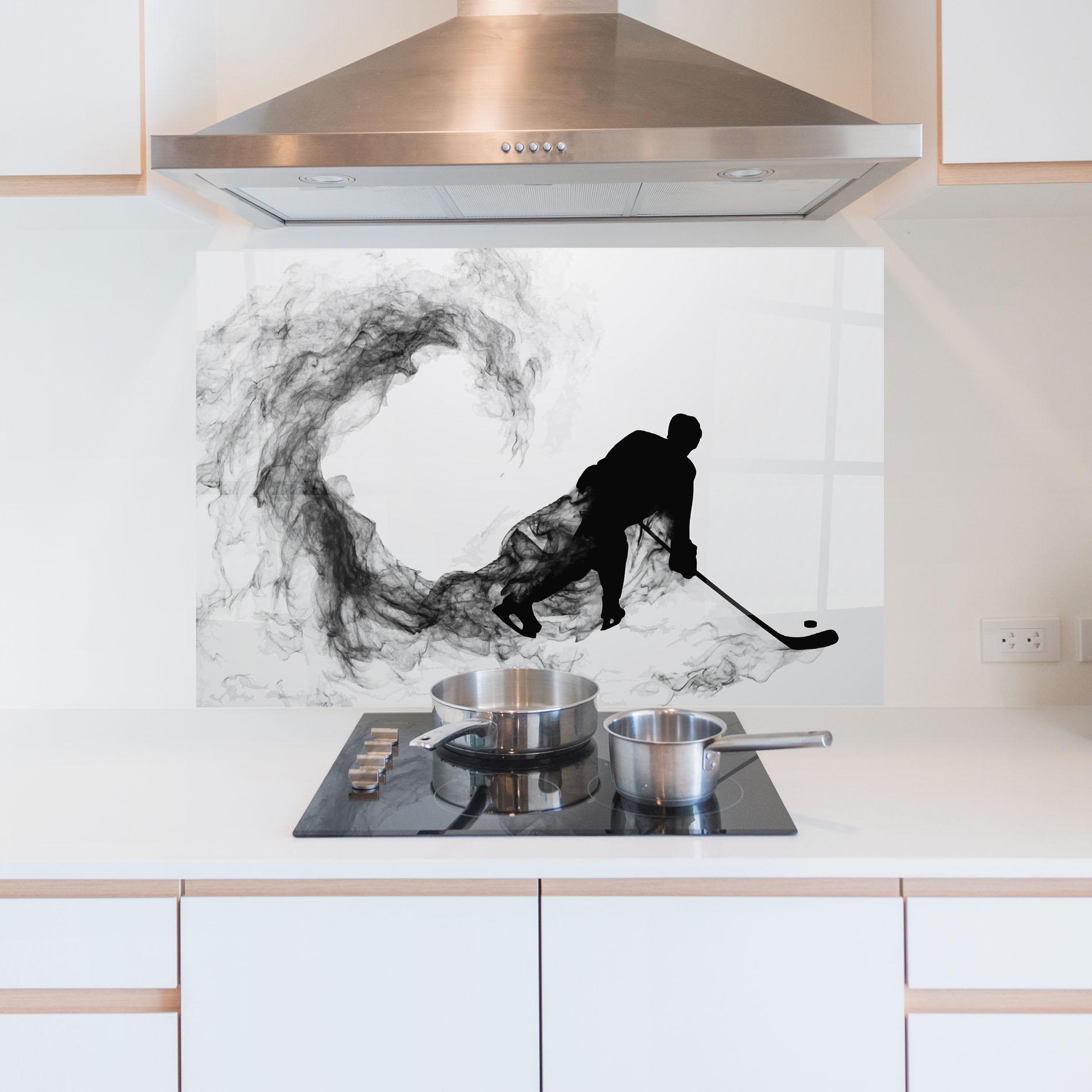 Küchenrückwand Glas Hockey Smoke mockup 5