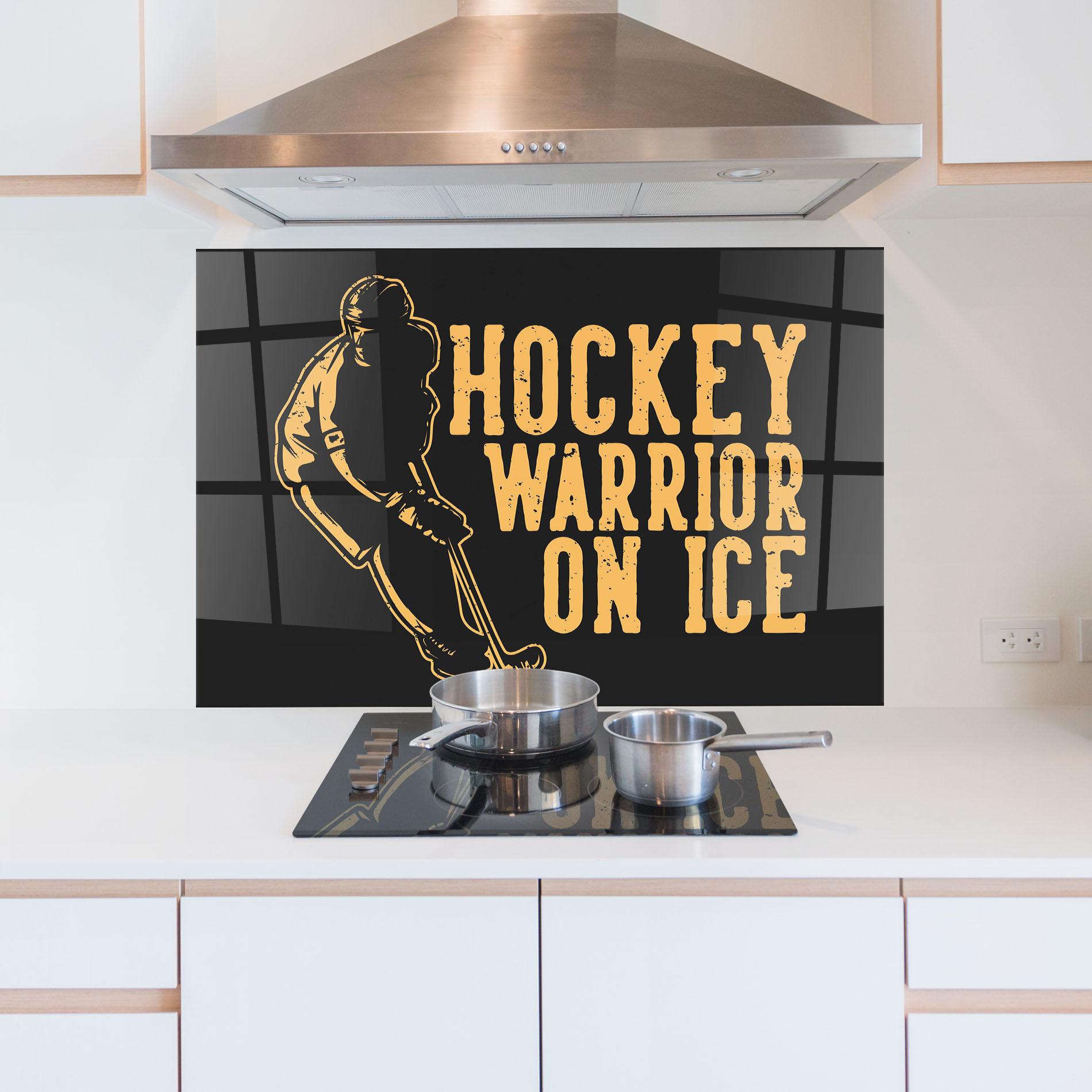 Küchenrückwand Glas Hockey Worrior mockup 5