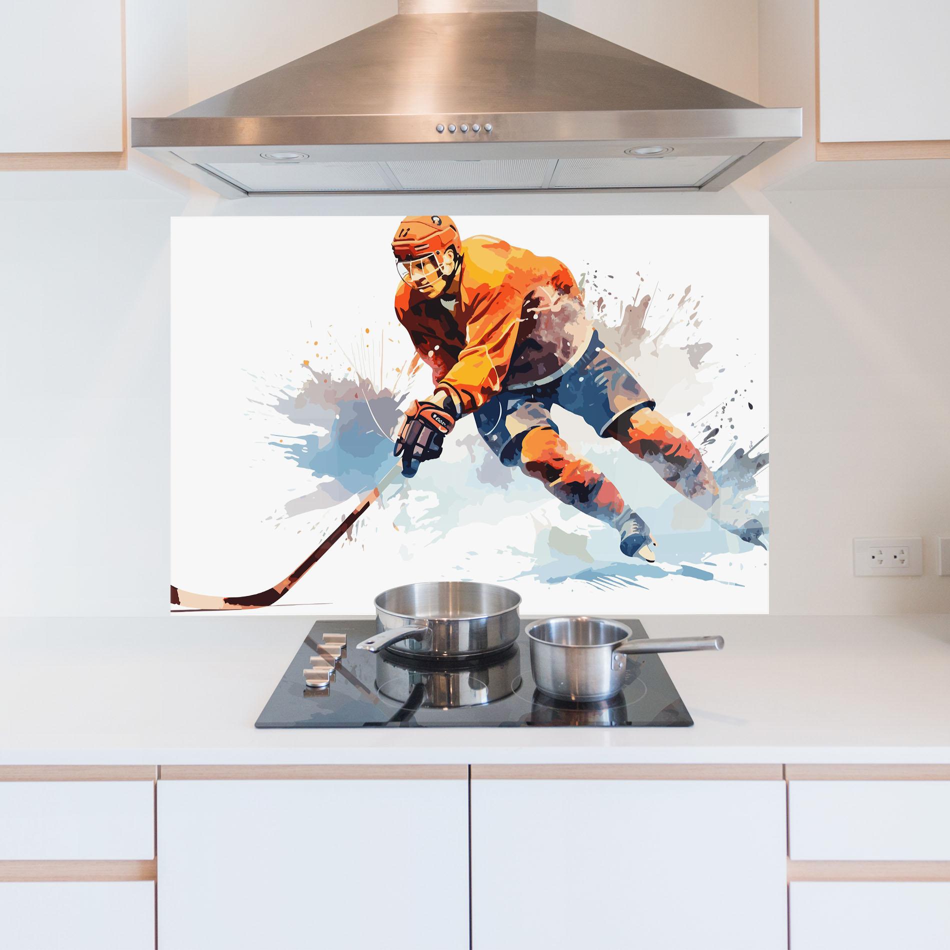 Küchenrückwand Glas Orange Hockey mockup 5