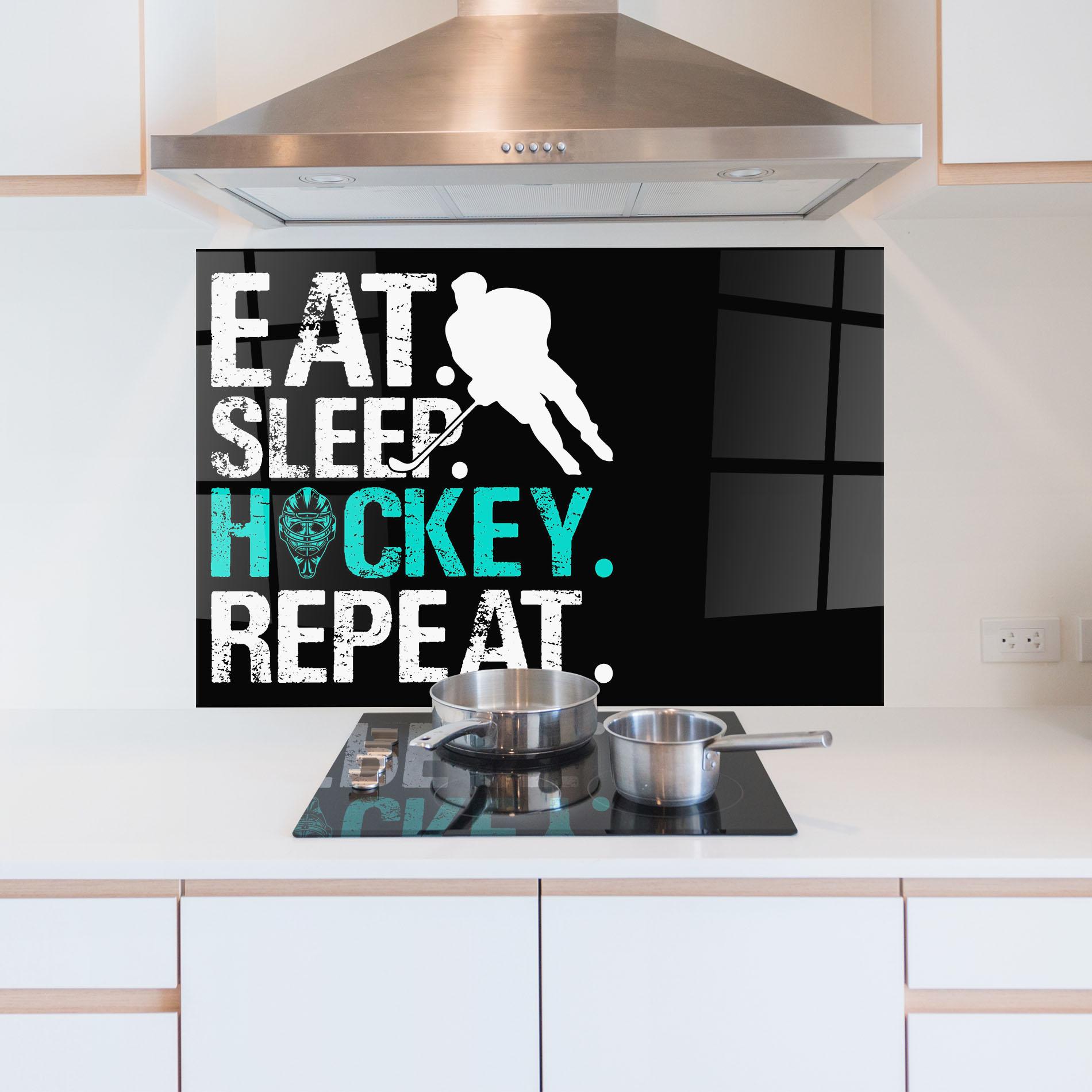 Küchenrückwand Glas Sleep Hockey mockup 5
