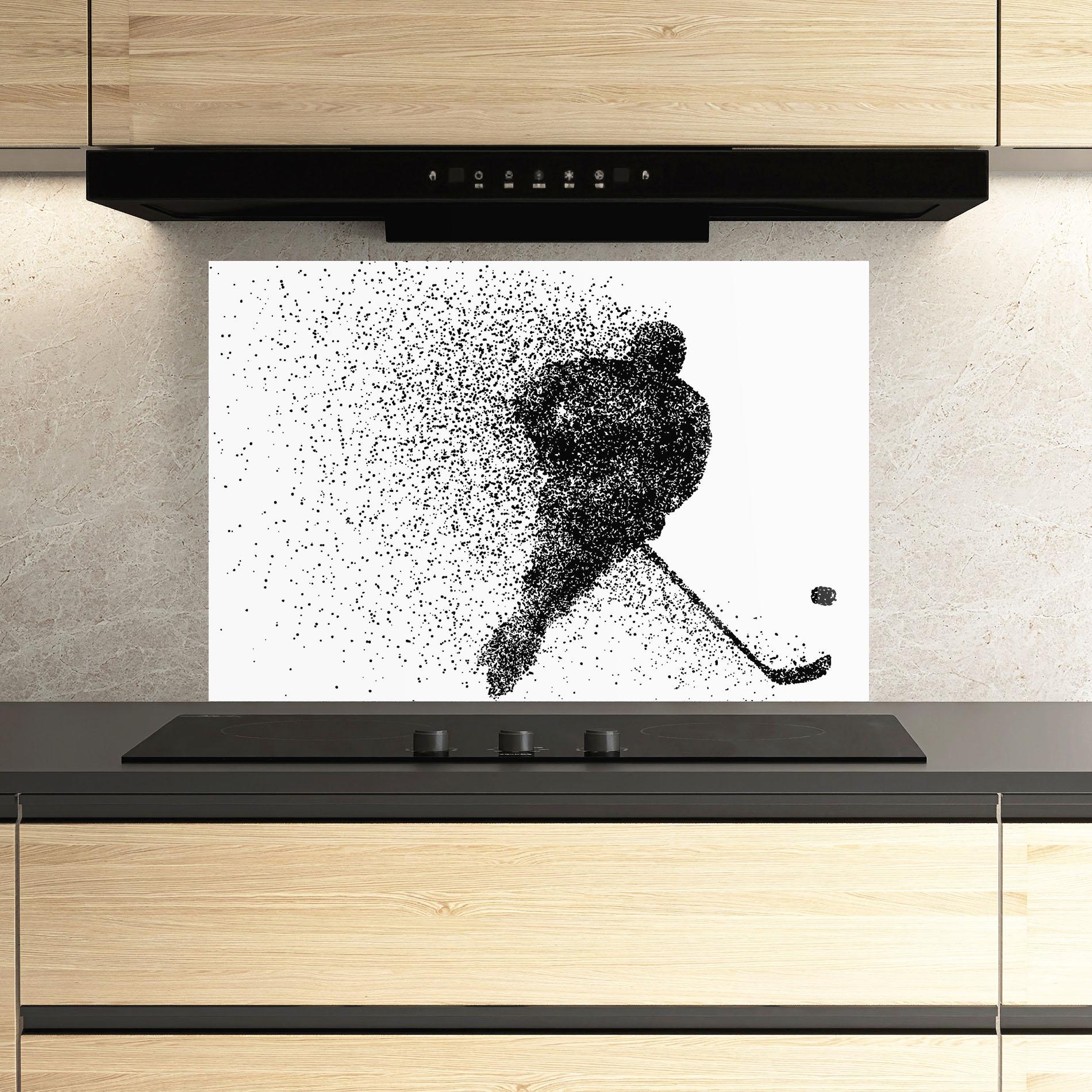 Küchenrückwand Glas Hockey Art mockup 3