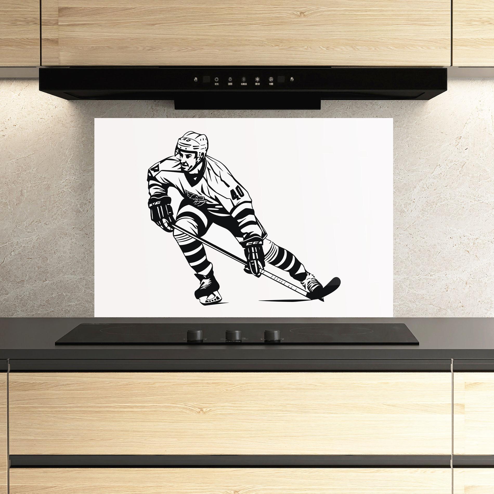 Küchenrückwand Glas Hockey Player mockup 3