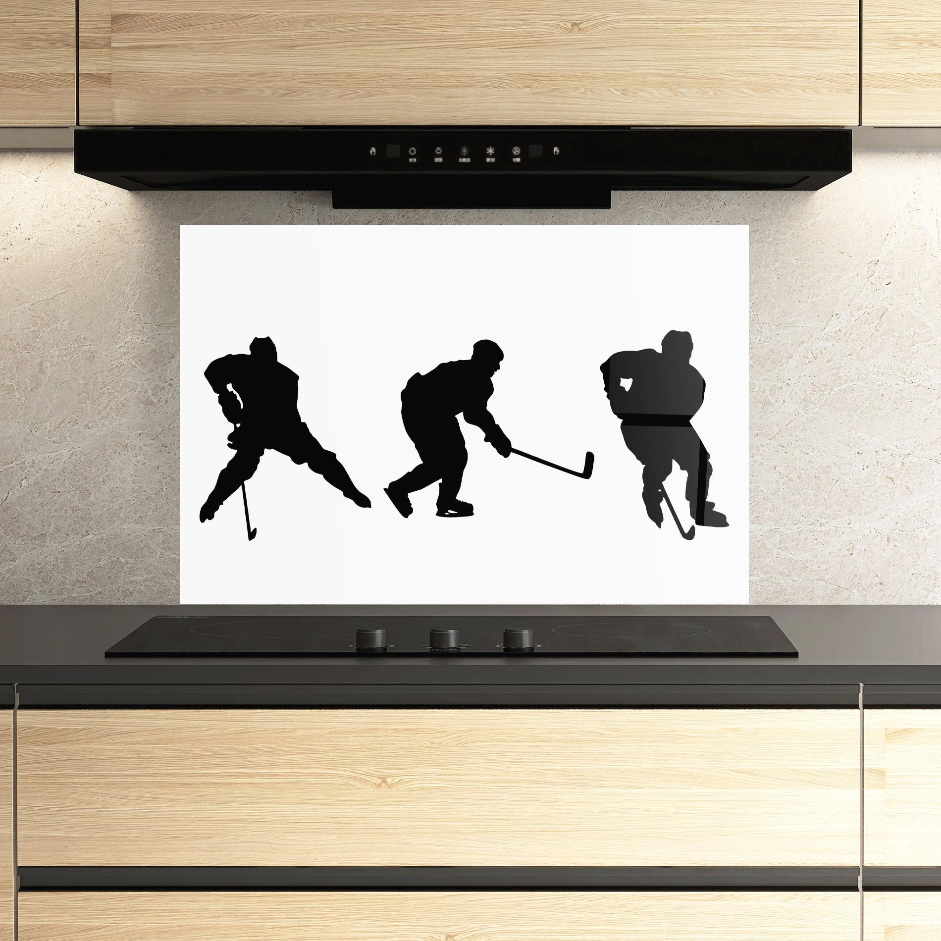 Küchenrückwand Glas Hockey Pose mockup 3