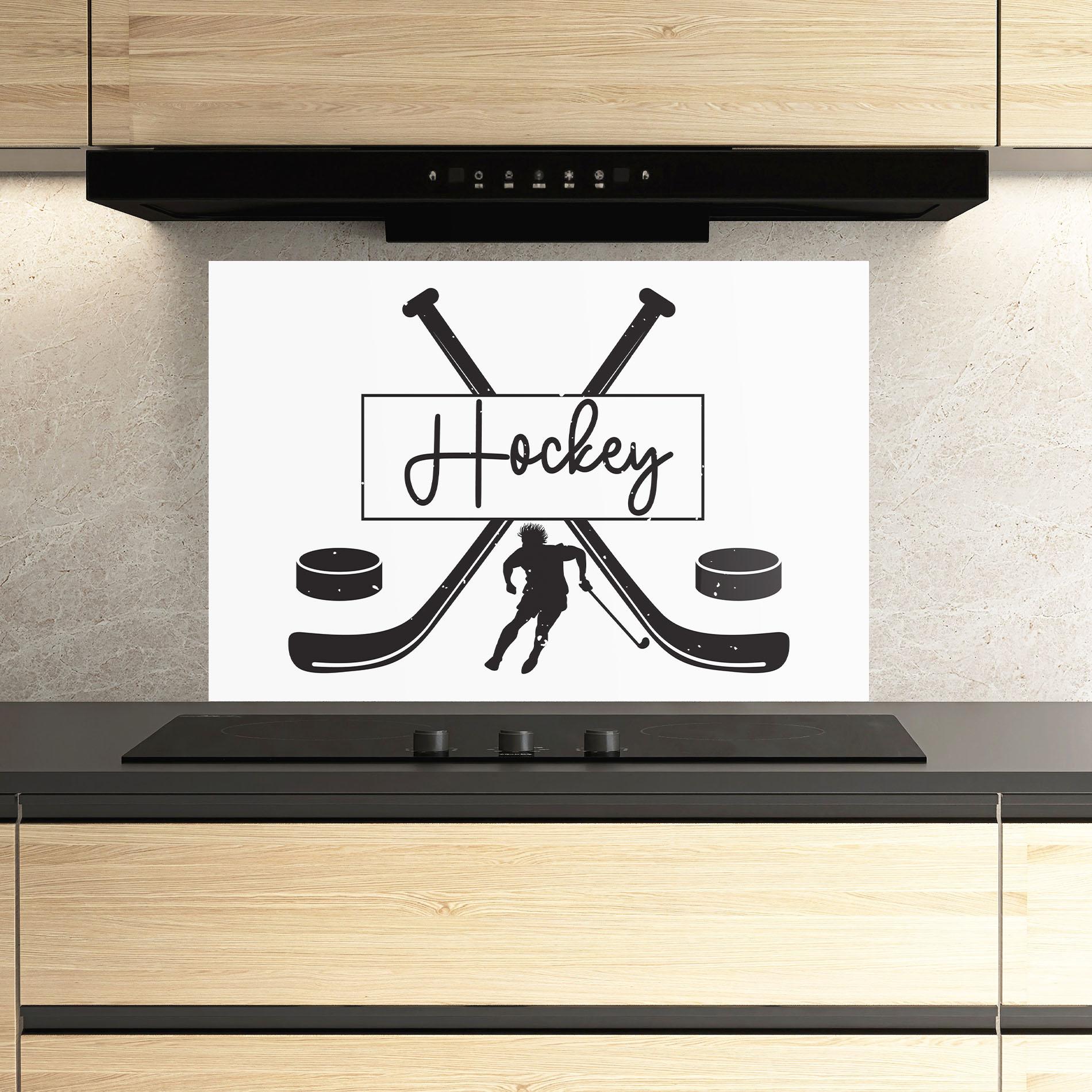 Küchenrückwand Glas Hockey Stick mockup 3