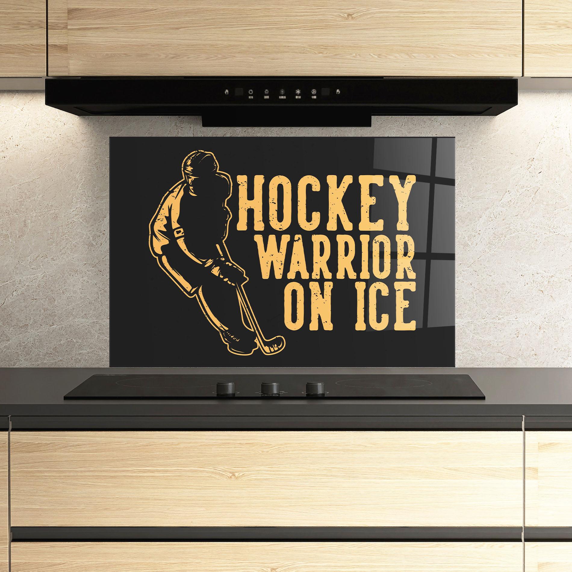 Küchenrückwand Glas Hockey Worrior mockup 3