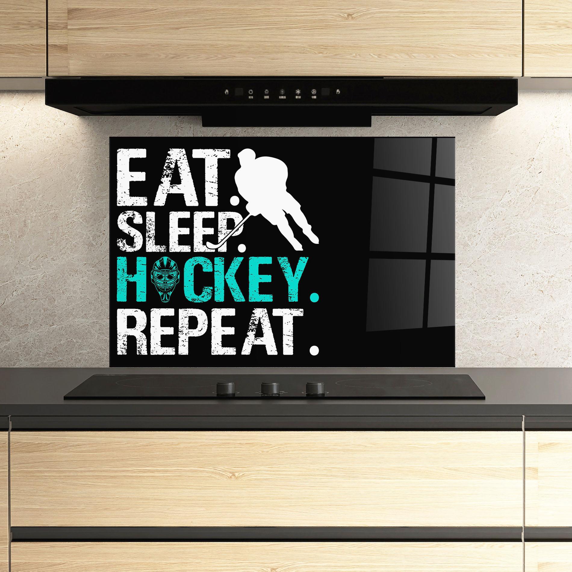 Küchenrückwand Glas Sleep Hockey mockup 3